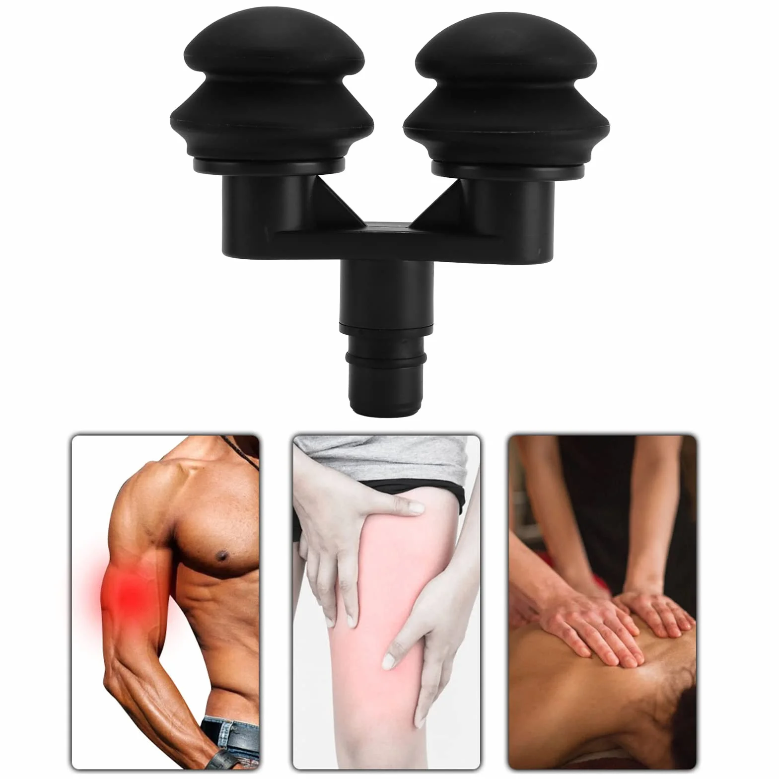 Cabezal de Pistola de Masaje Muscular, Cabezal de Masajeador de Fascia con Cojín de Gas Doble de 18 mm