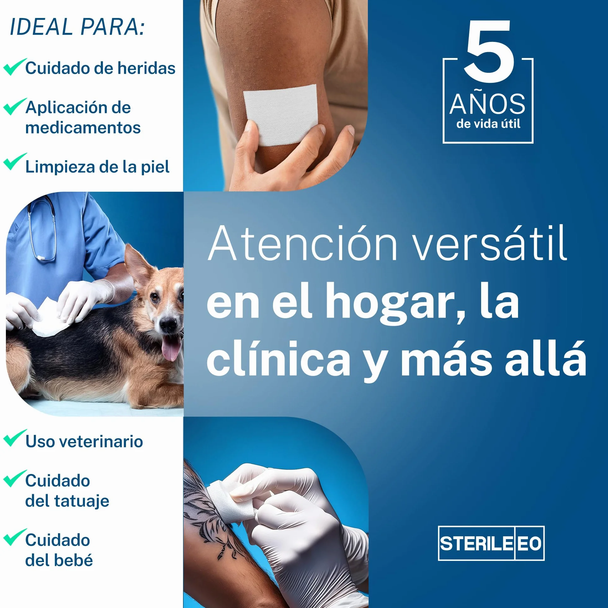 Gasas Estériles no tejidas 10x10 cm 100 unidades para el cuidado de heridas