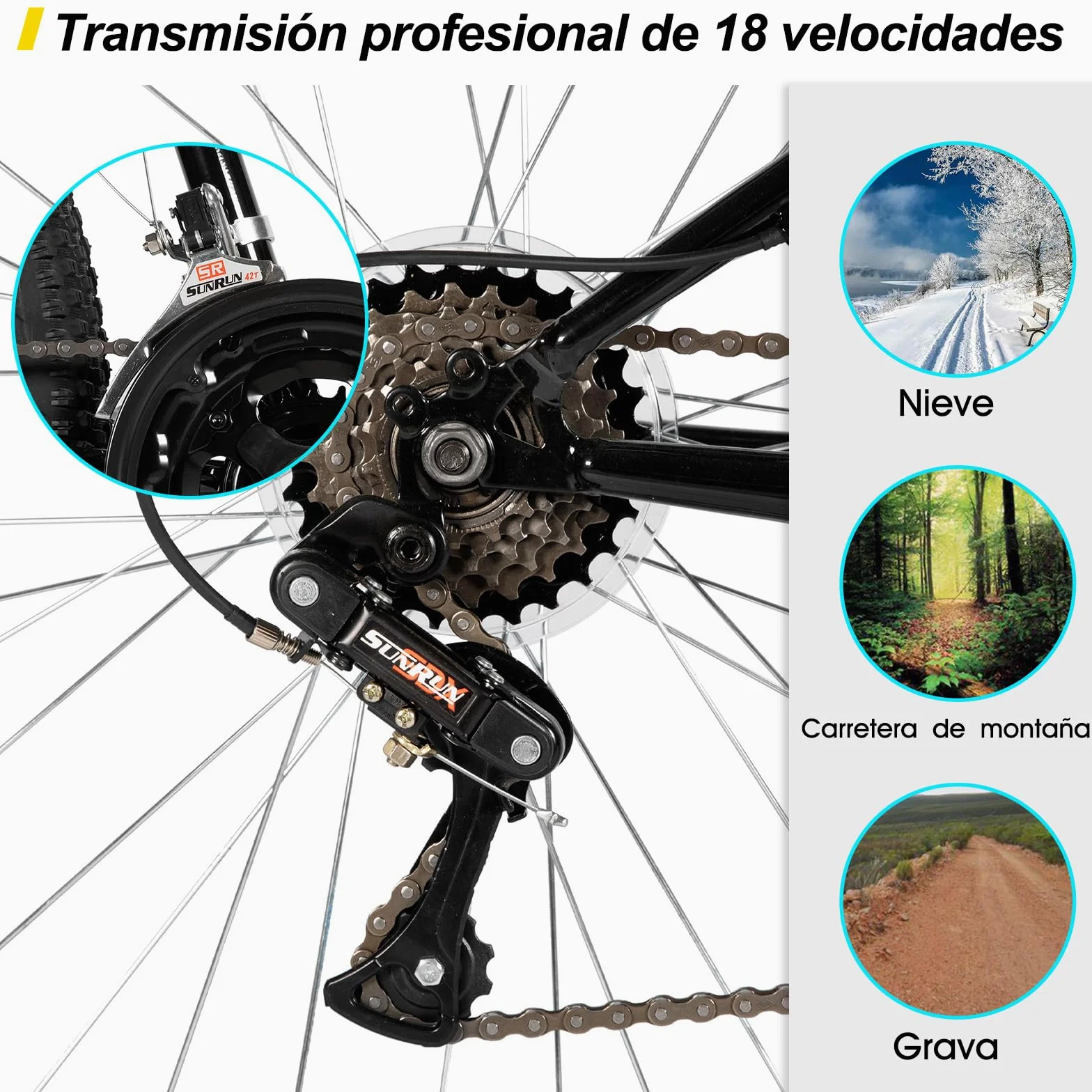 Hiland Bicicleta de Montaña 26/27,5/29 Pulgadas, 18 Velocidades para Mujeres y Hombres, Bici Adulto, Bicicleta de Montaña Frenos en V, MTB con Cuadro de Acero de Alto Carbono, Negro/Azul/Gris