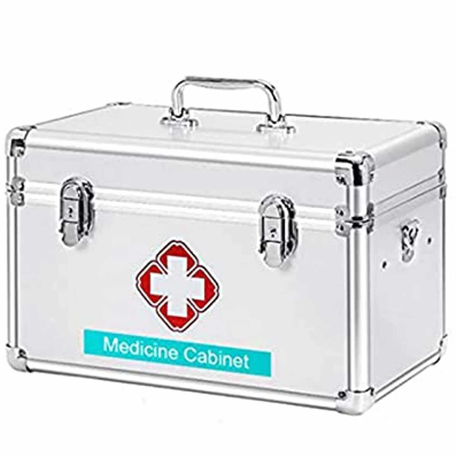 Caja De Botiquín De Primeros Auxilios con Botiquín con Cerradura, Botiquín De Primeros Auxilios De Aluminio De Múltiples Capas Portátiles, Caja De Medicina De Emergencia, para Oficina De Viajes
