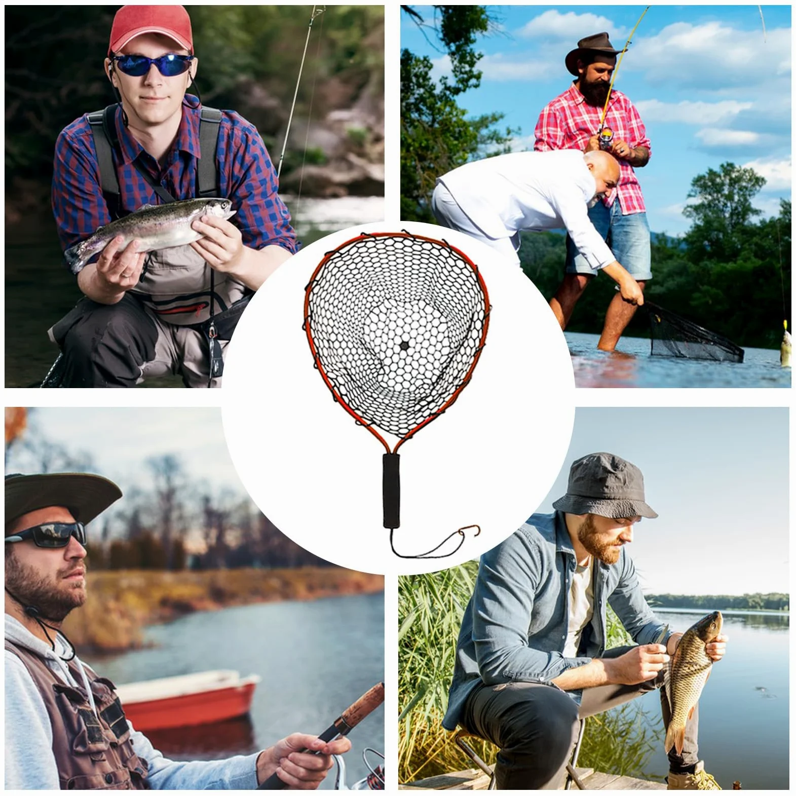 Red de captura para acuario, para playa, kayak, agua salada, acuario, supervivencia al aire libre, arroyo, montaña, bajífonos, herramienta de pesca multifunción con mango