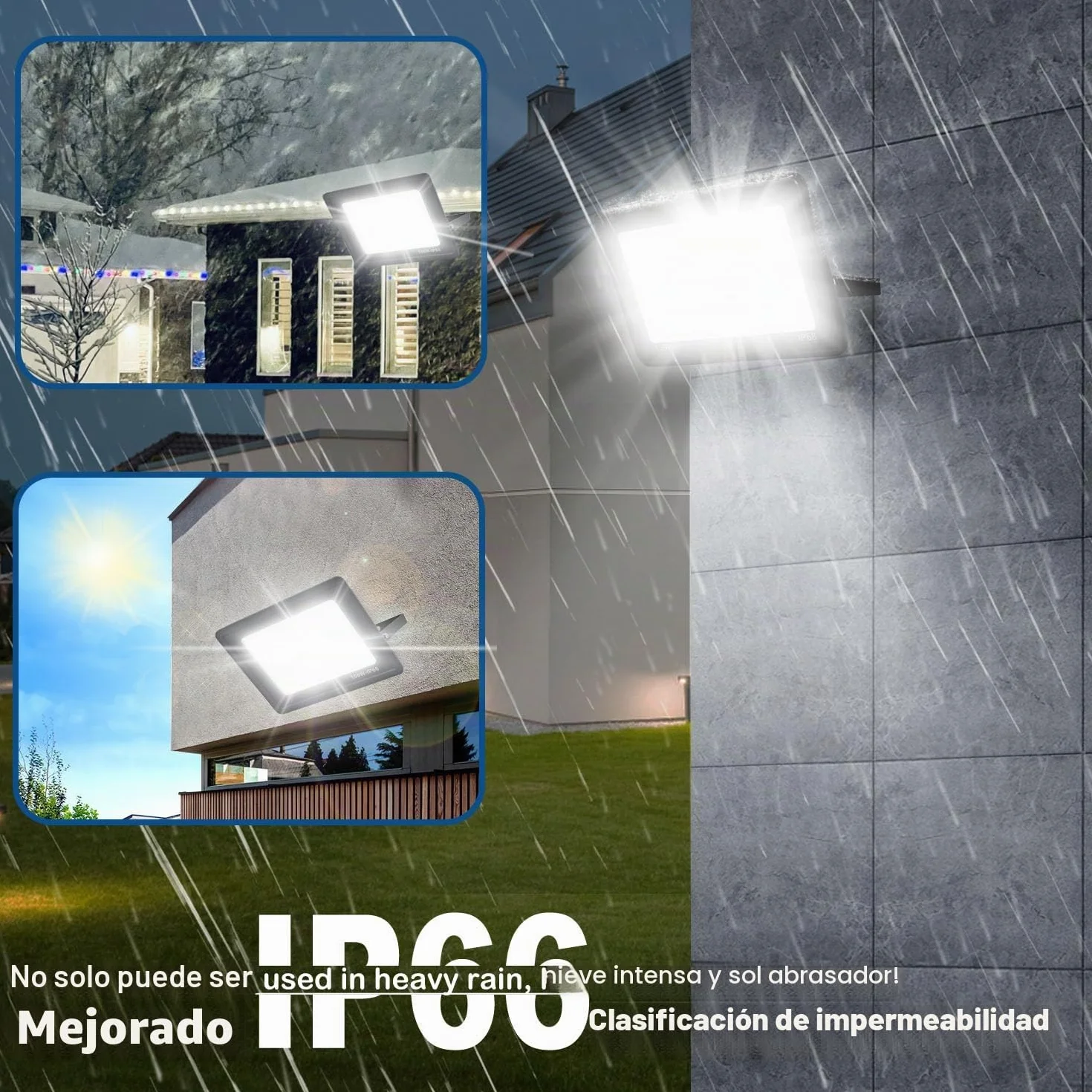 Focos LED Exterior 100W IP66 Impermeable Blanco Frío 6500K 10000 Lumen Floodlight