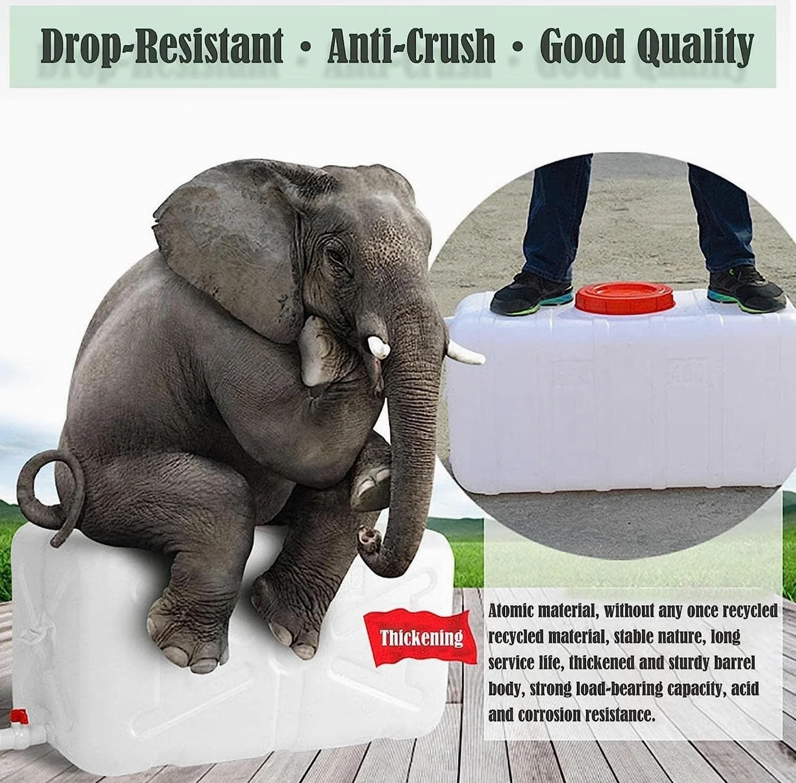 Cubo de Almacenamiento de Agua para Coche, Tanque de Agua portátil con asa para Camping y Viajes al Aire Libre, Tanque de Agua de Gran Capacidad, contenedor de Almacenamiento de AG