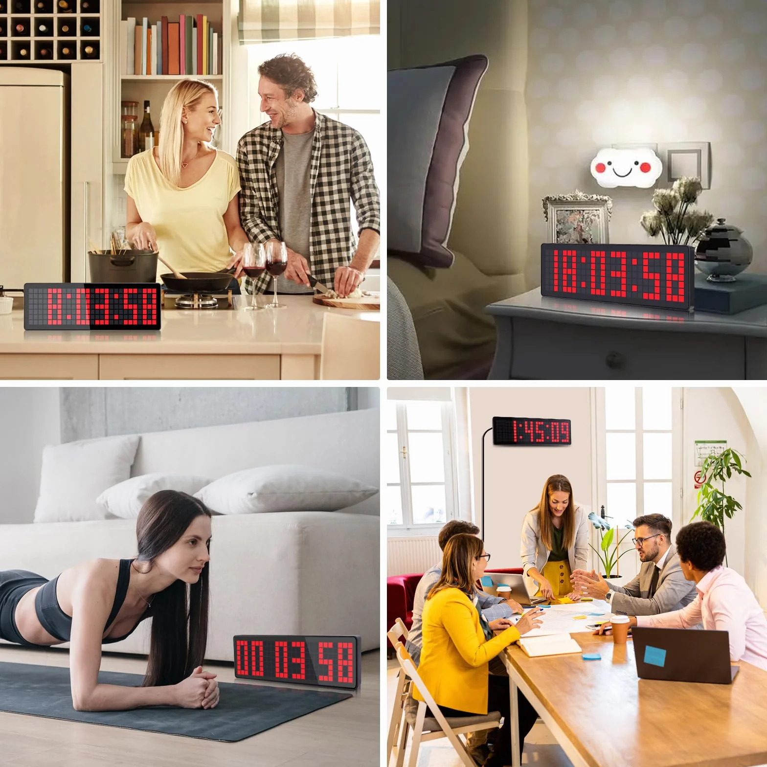 Temporizadores para Gimnasio, 13.2" Grande Reloj Temporizador Digital de Pared con Countdown/UP Cronómetro,Brillo Ajustable y Control Remoto para Sala de Estar, Oficina, Cocina, Aula, Gimnasio