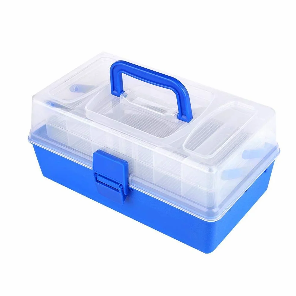 Caja de Aparejos de Pesca Caja de Aparejos de Pesca de 3 Capas Señuelo Giratorio Gancho Bait Kit Gran Almacenamiento para señuelos Ganchos