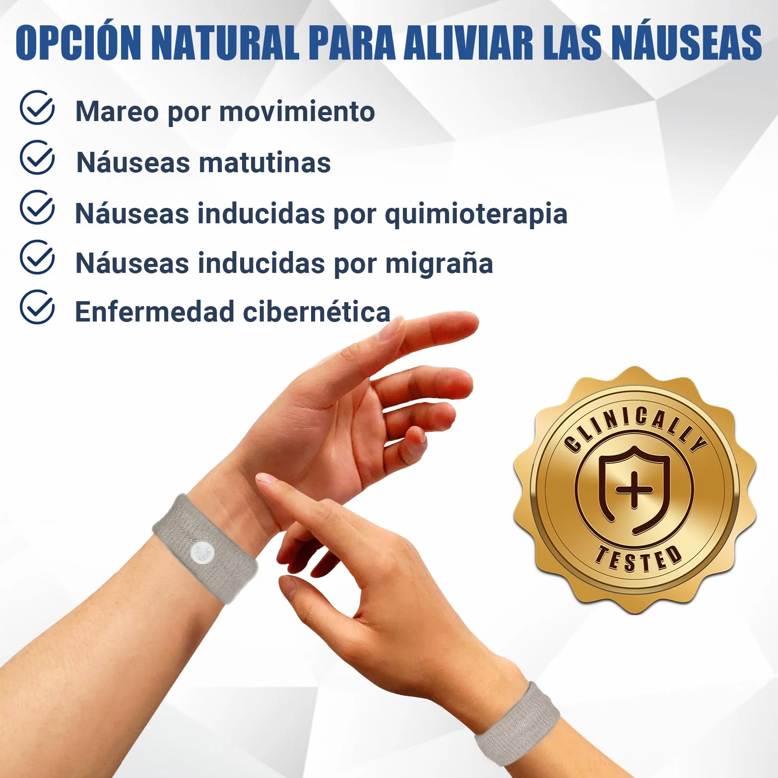 Pulseras Antimareos Hionfurt para Niños y Adultos, Bandas de Acupresión para Mareo en Coche, Mar y Avión - 2 Pares Gris