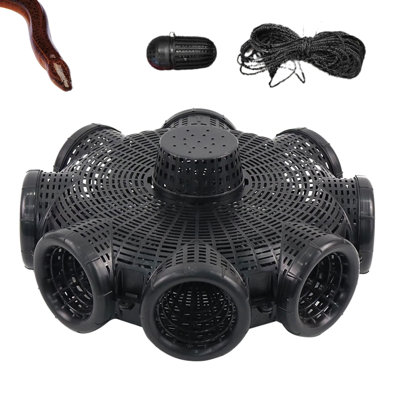 Trampas para peces pequeños, trampa de red de pesca para jaula de | peces, trampa de , jaula de red de con 8 agujeros, trampa portátil para camarones, accesorios de pesca