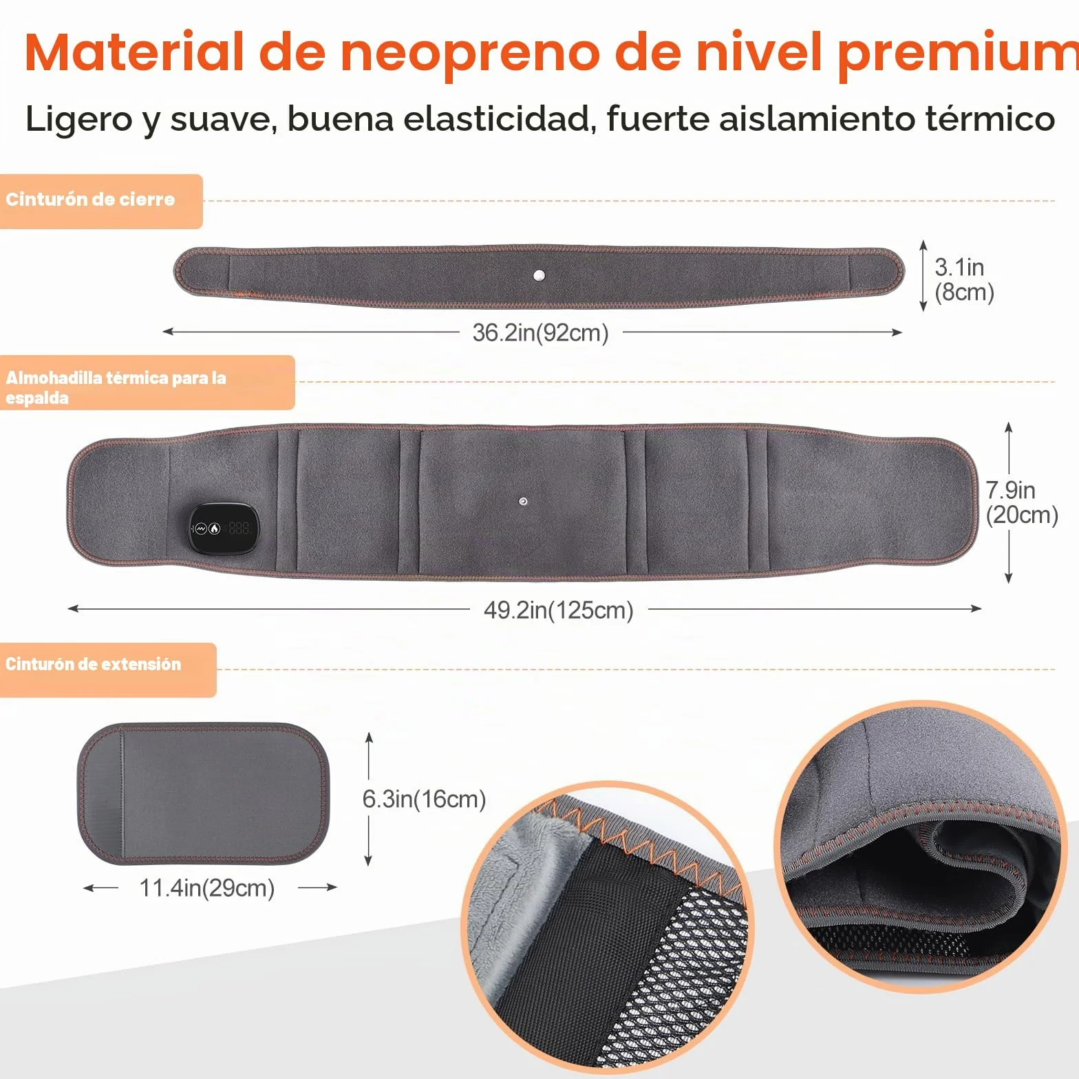 Almohadilla Eléctrica Para La Cintura, Cinturón Eléctrico Sin Cables Para La Espalda Con 3 Modos De Calefacción Rápida Y Masaje, Pantalla Táctil, Para Abdomen Con Batería Recargable 5000mAh
