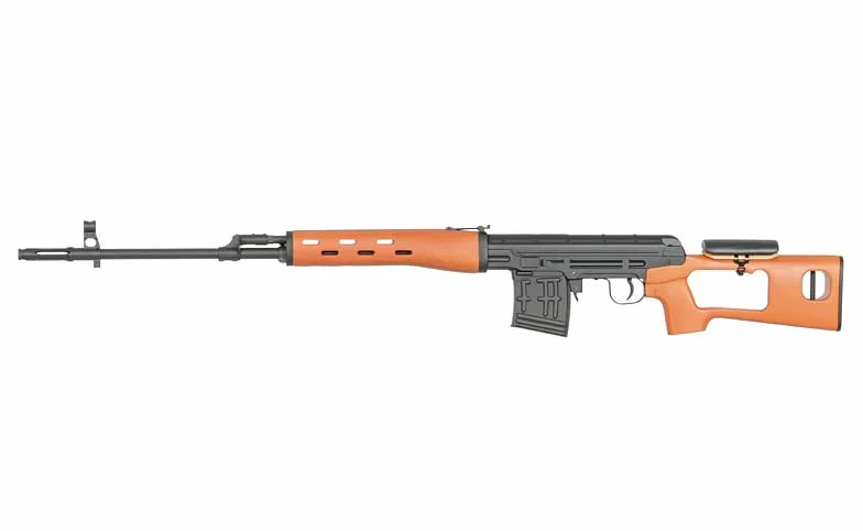 Réplica de Rifle de Francotirador de Airsoft Modelo Dragunov SVD o SWD accionado por Muelle de Madera Real de la Marca AGM - Potencia 1,2 Julios