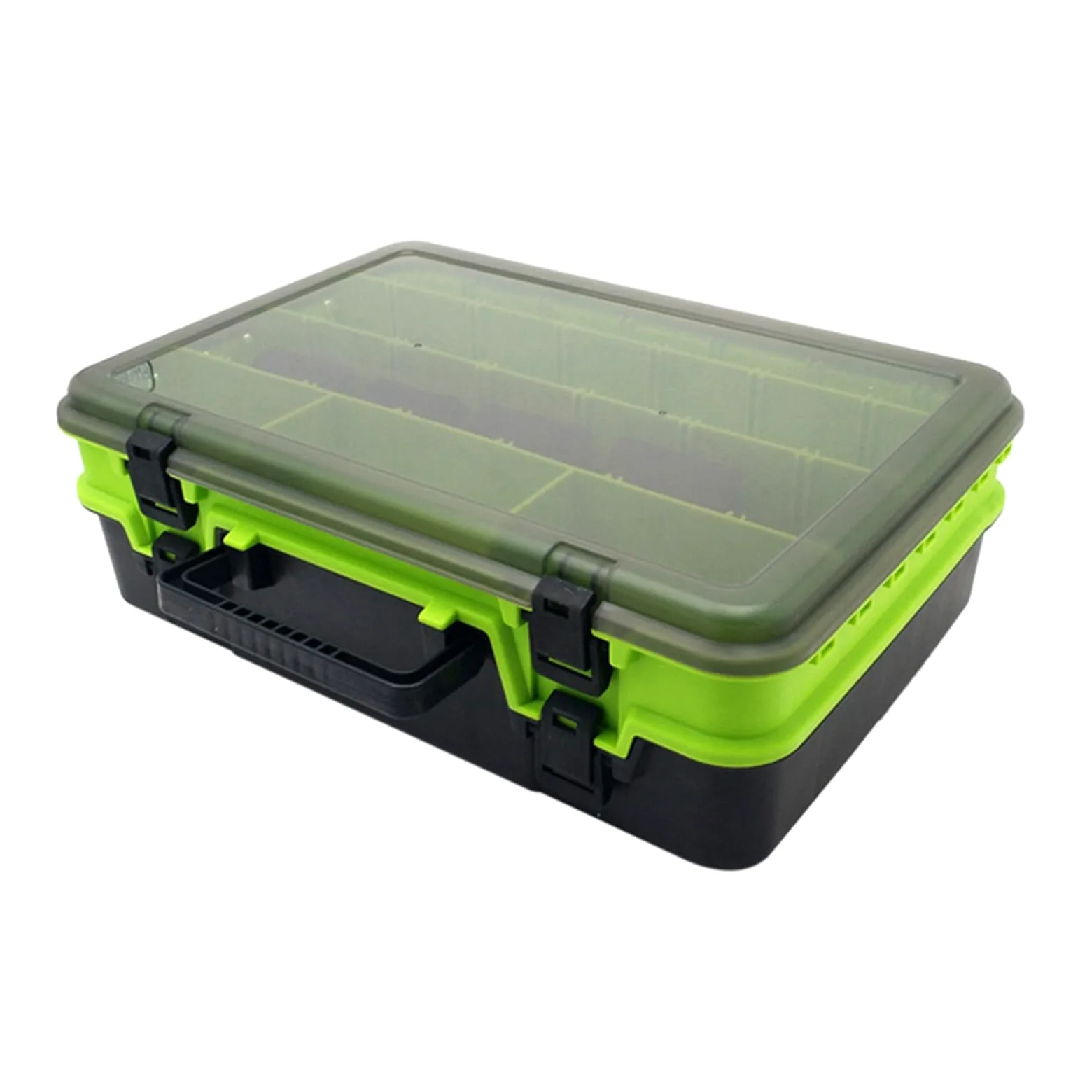Caja de aparejos de pesca con ganchos de almacenamiento, caja organizadora transparente ajustable divisores terminales, caja de aparejos