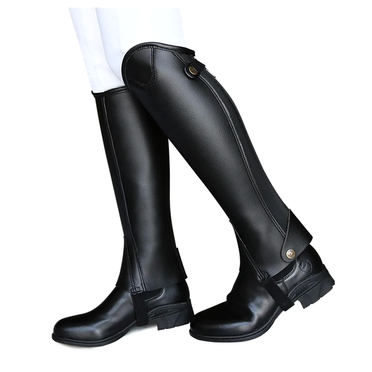 Equitación Media Chaps Polainas de equitación unisex Flexi cuero for mujer y hombre