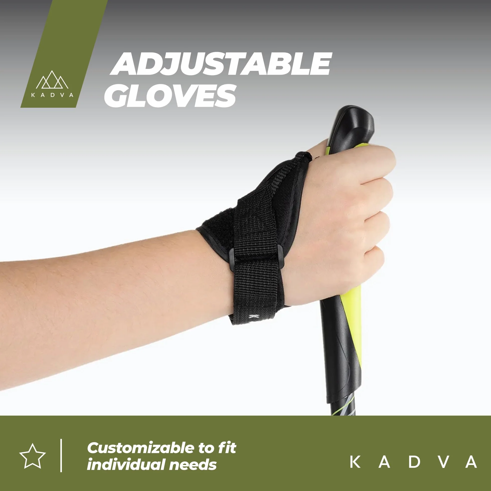 KADVA Bastones de Marcha nórdica Raylan en Gris con tamaños Ajustables de 105 a 130 cm, construcción Simple, Guantes Ajustables, Resistencia al hundimiento en la Tierra, Hoja Widia Duradera