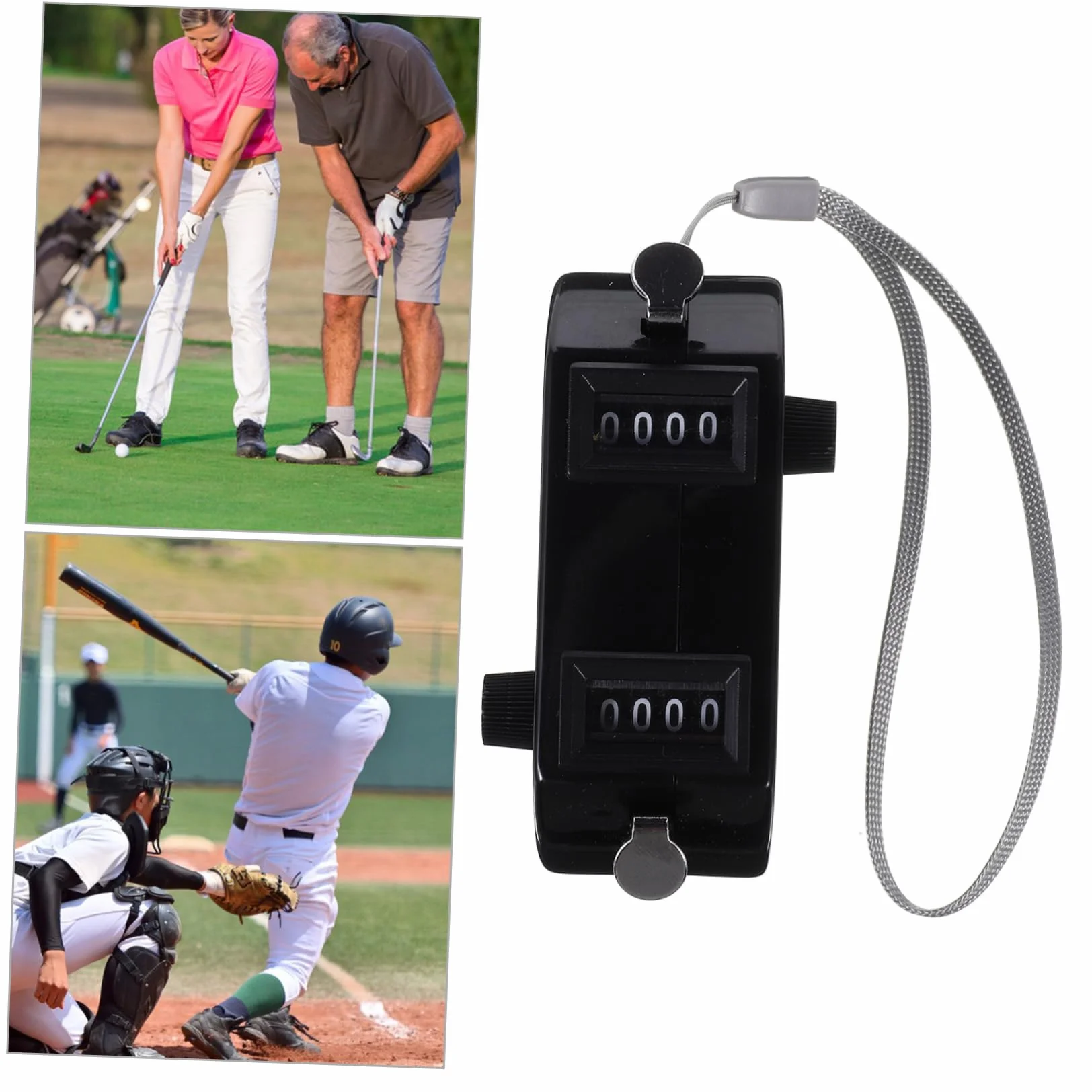 Contador de mano doble con dos funciones de conteo, clicker mecánico portátil para béisbol, golf y eventos deportivos, compacto, duradero, números legibles, negro