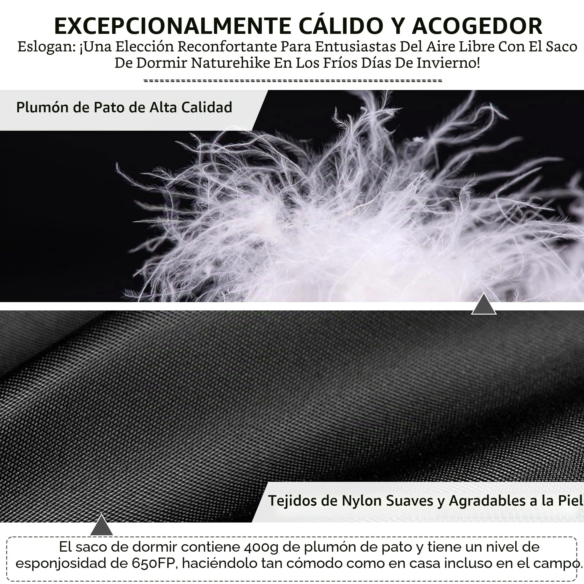 Naturehike Saco de dormir de plumón de la serie CW, ultraligero, portátil, compacto, saco de dormir 4 estaciones para adultos y niños, camping, senderismo, viajes