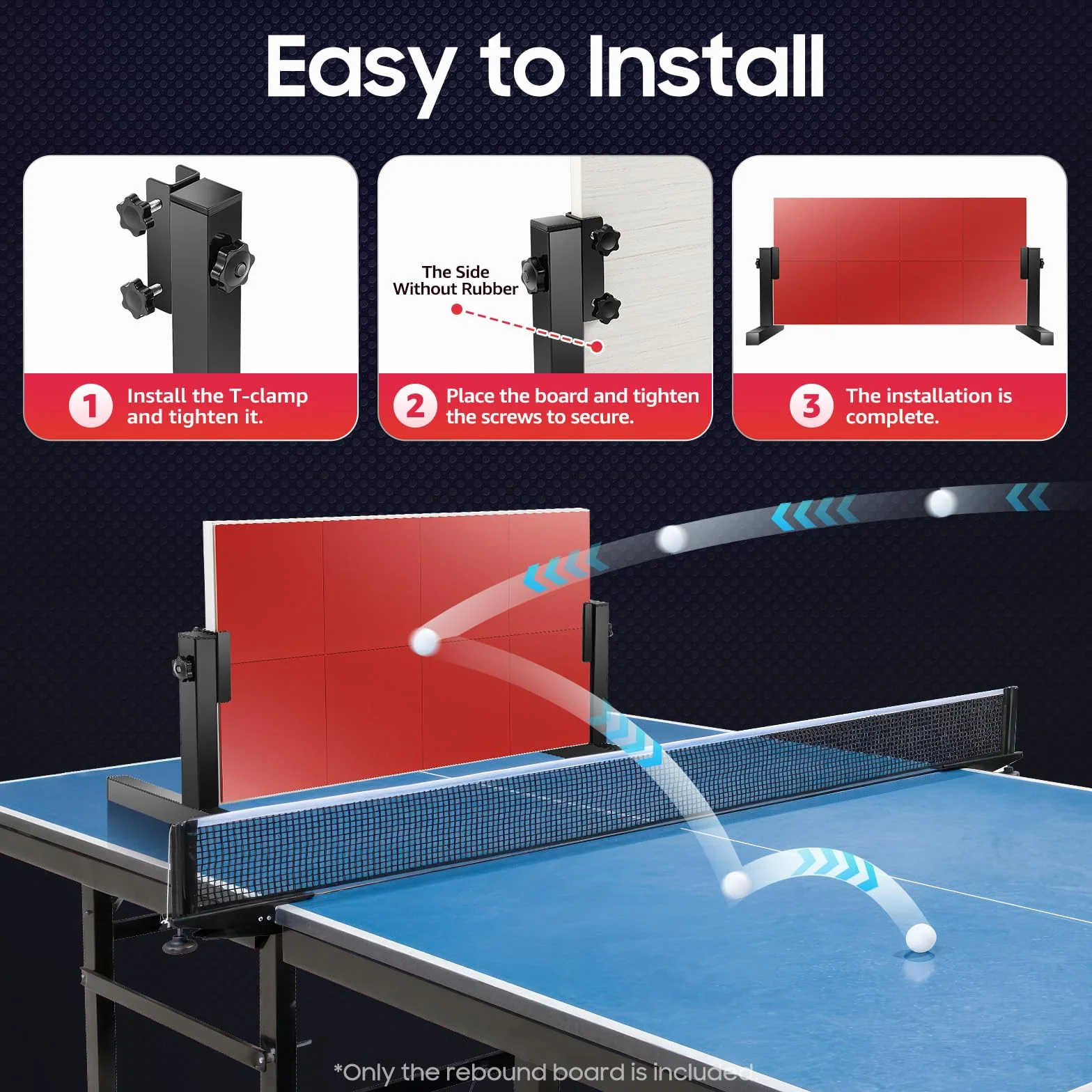 Mesa de ping pong de retorno ajustable 360° plegable 66 x 33 cm para entrenamiento al aire libre