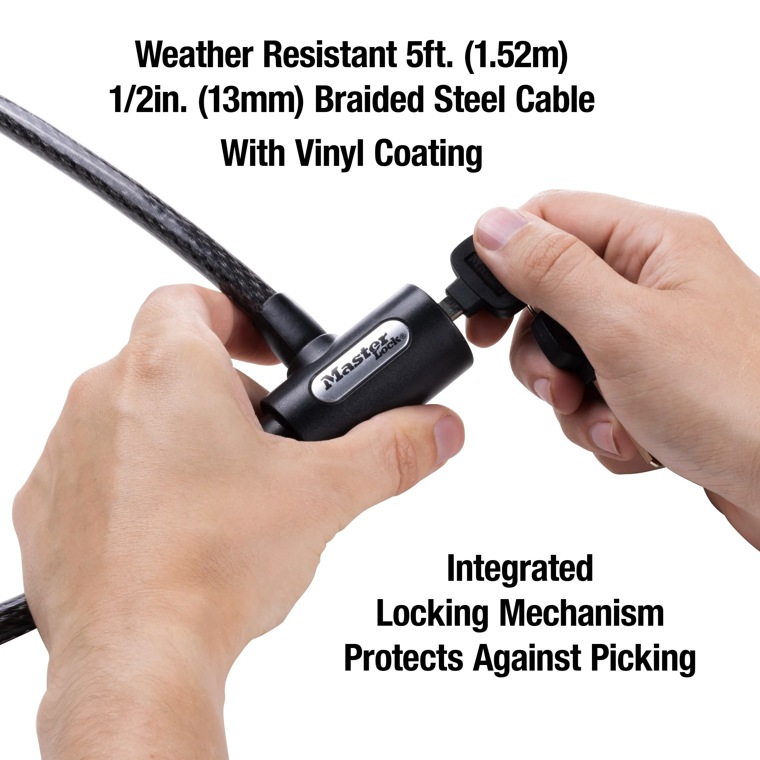 Master Lock 8364DCC Candado de bicicleta con llave, 1,5 m de largo