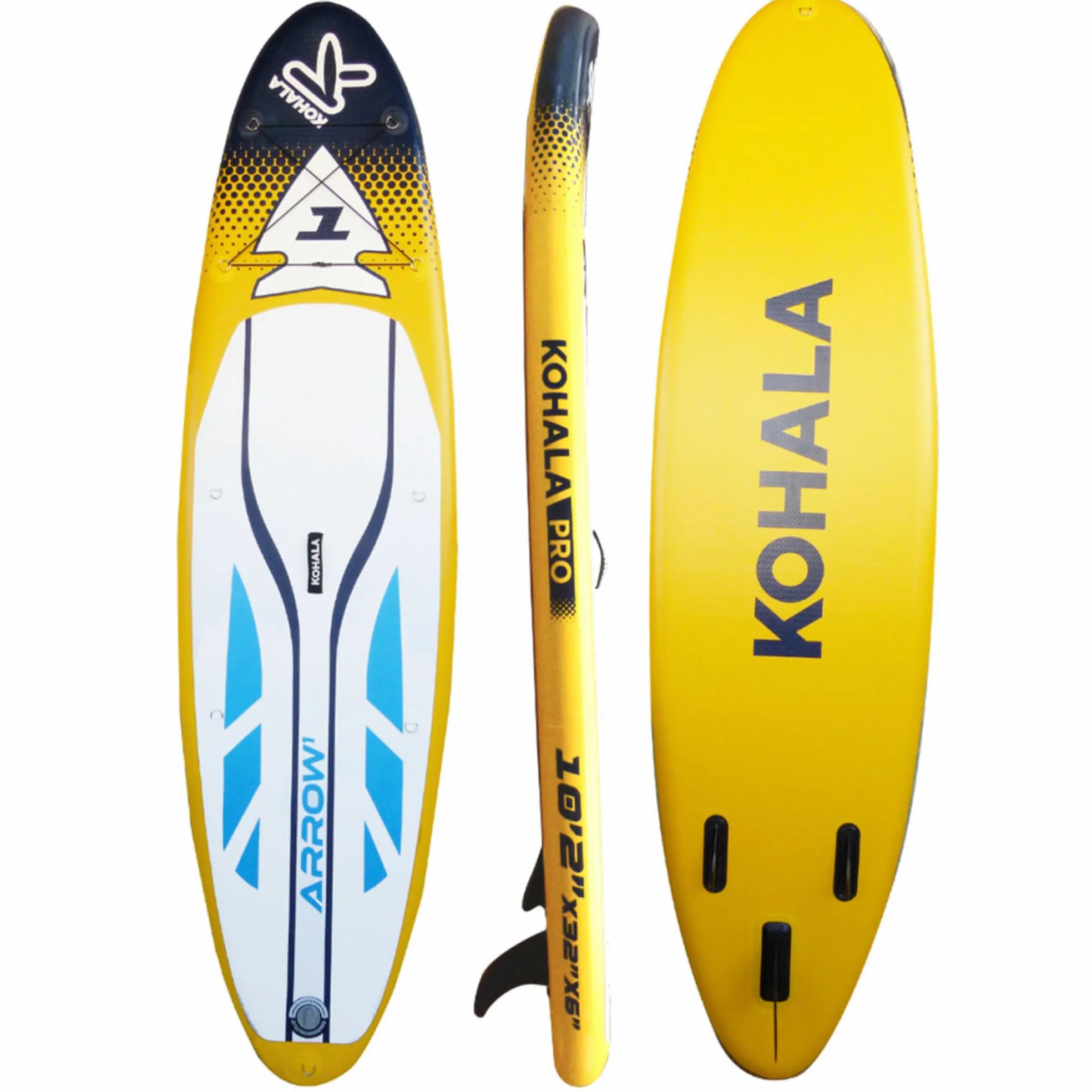 KOHALA Tabla Paddle Surf Hinchable Arrow 10’2” (310 x 81 x 15) cm | Pack Pro con Remo, Bomba Doble Acción, Mochila, Leash y Aletas | Tabla Fusion Avanzada para Adultos