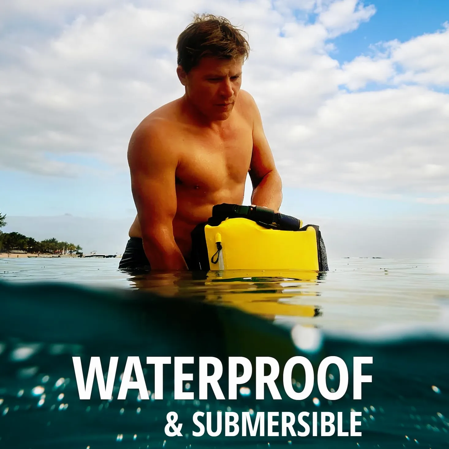 Overboard Mochila impermeable azul de 45 litros | Bolsa seca flotante enrollable para kayak, playa, canotaje, senderismo, pesca, rafting | Incluye funda impermeable para teléfono y organizador de