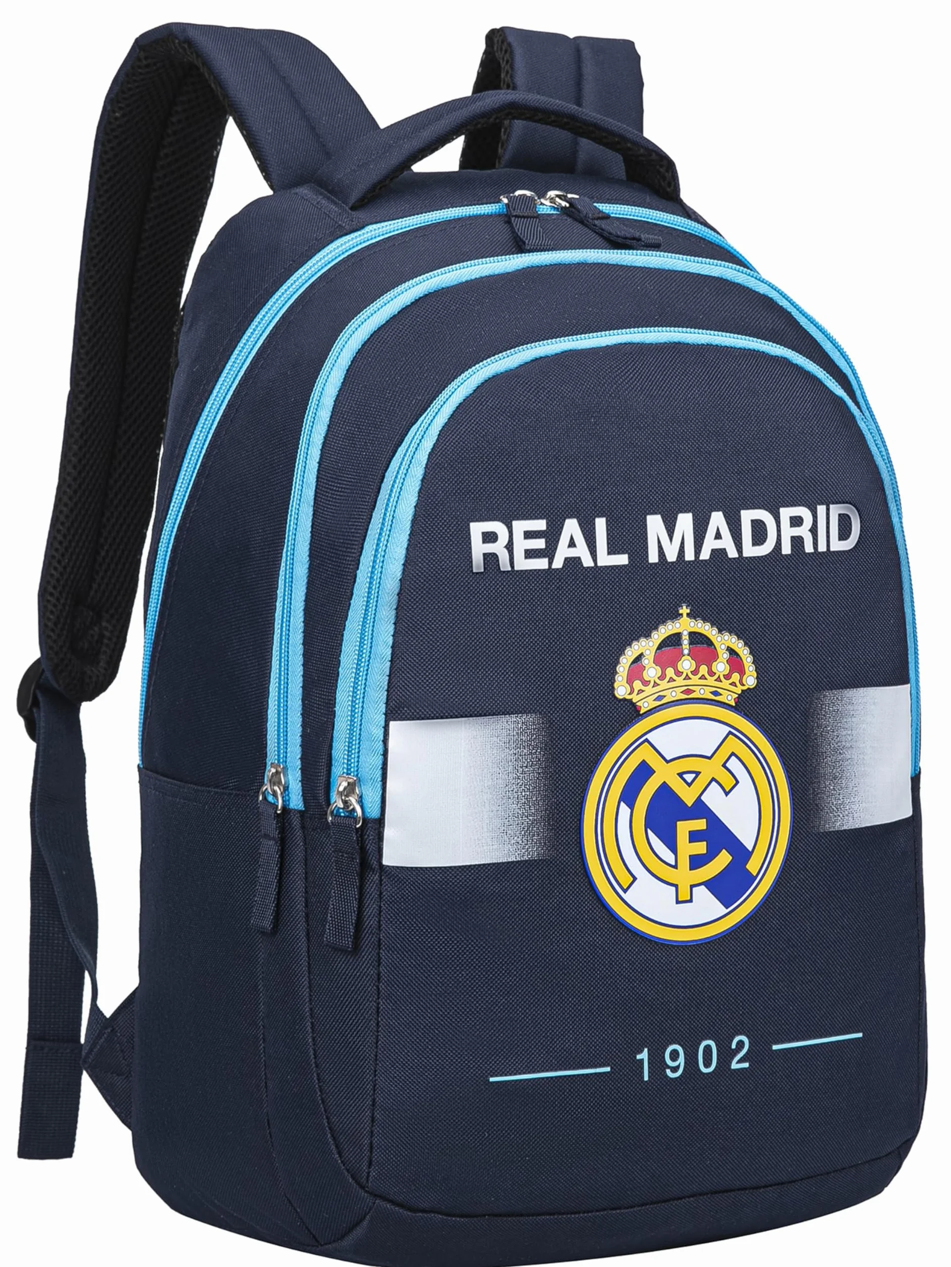 Real Madrid - Mochila escolar 3 compartimentos Real - Colección oficial