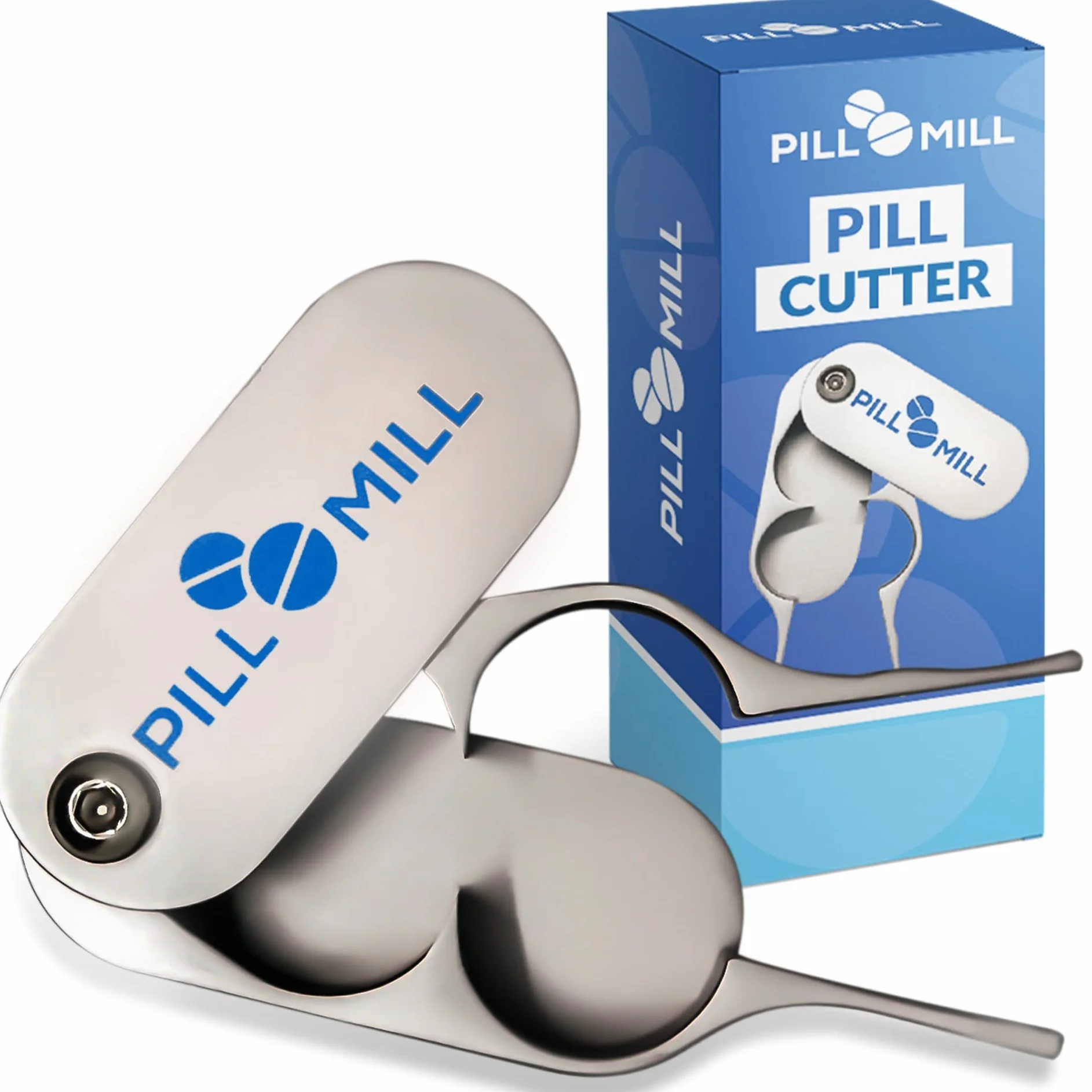 Pill Mill Cortador de Pastillas con Cuchillas de Metal y Mango de Agarre