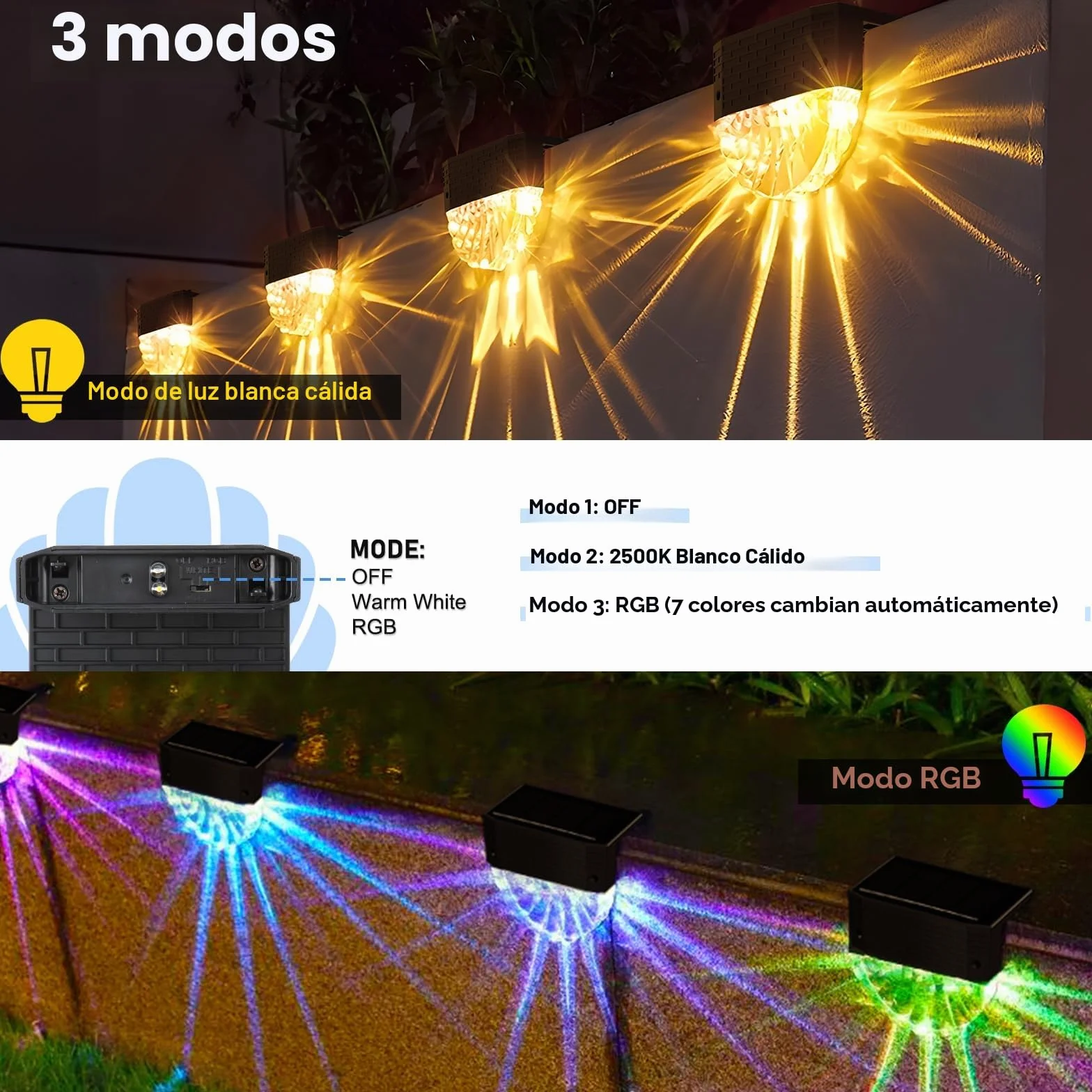 FIFlying Luces Solares LED Exterior Jardin 6 Piezas IP65 Impermeable Focos LED Auto ON/OFF