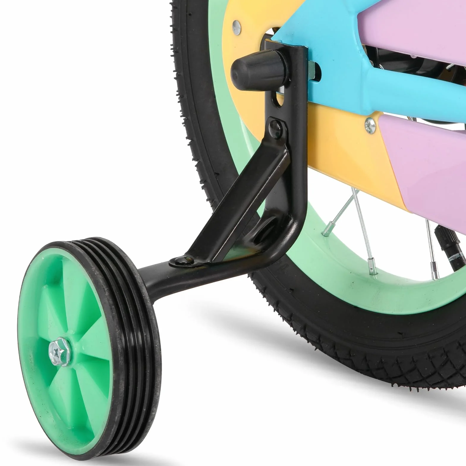 Bicicleta para niño 12-18 pulgadas con estabilizador y cesta STITCH Macaron