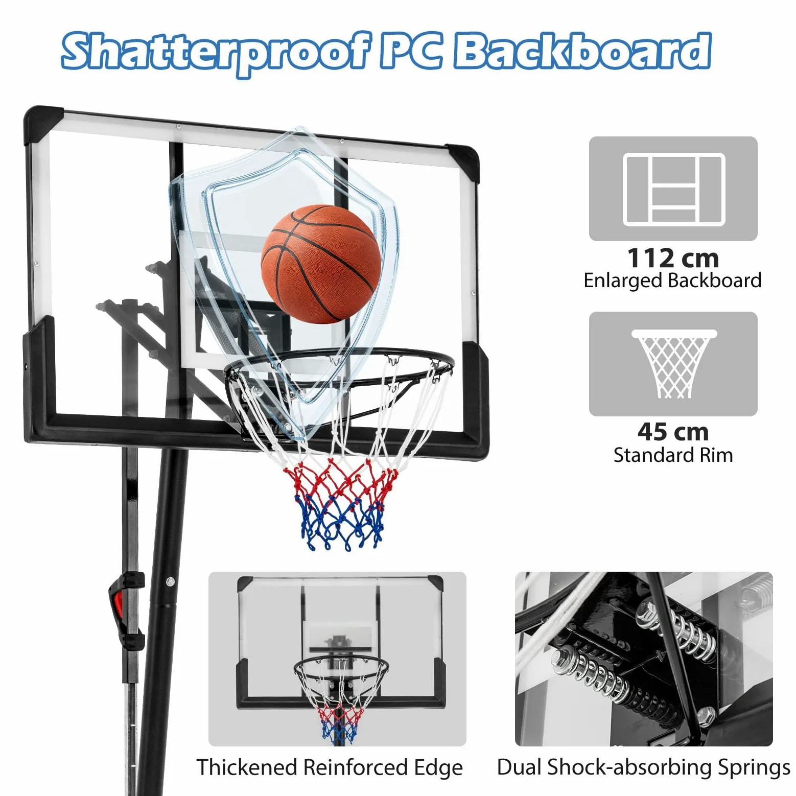 LIFEZEAL Canasta de Baloncesto Ajustable en Altura de 1,50 a 3,05 m, Soporte de Baloncesto portátil con Tablero de PC, Soporte rellenable, Sistema de Baloncesto para niños y Adultos