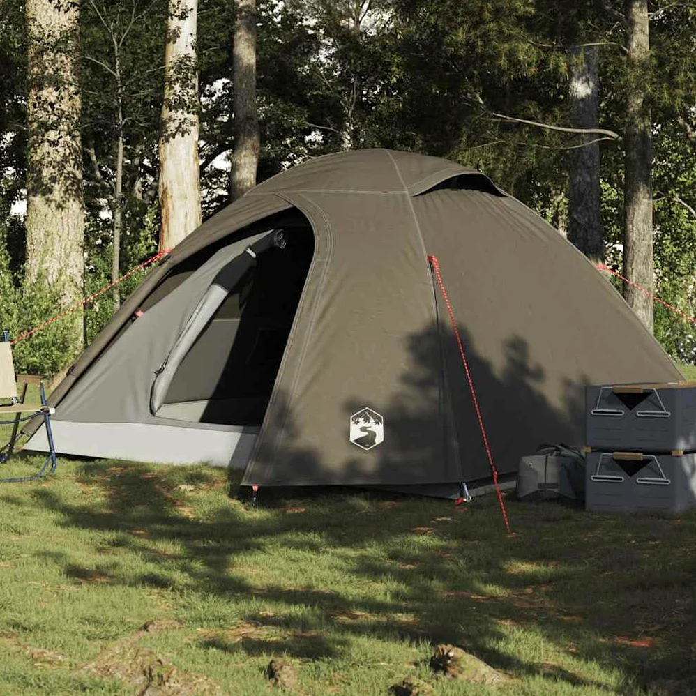 Tienda de campaña domo para 2 personas, color verde oliva impermeable de poliéster con revestimiento de PU, doble tocho, extraíble, paredes de malla ventiladas, E-puerto para cable eléctrico, ligero
