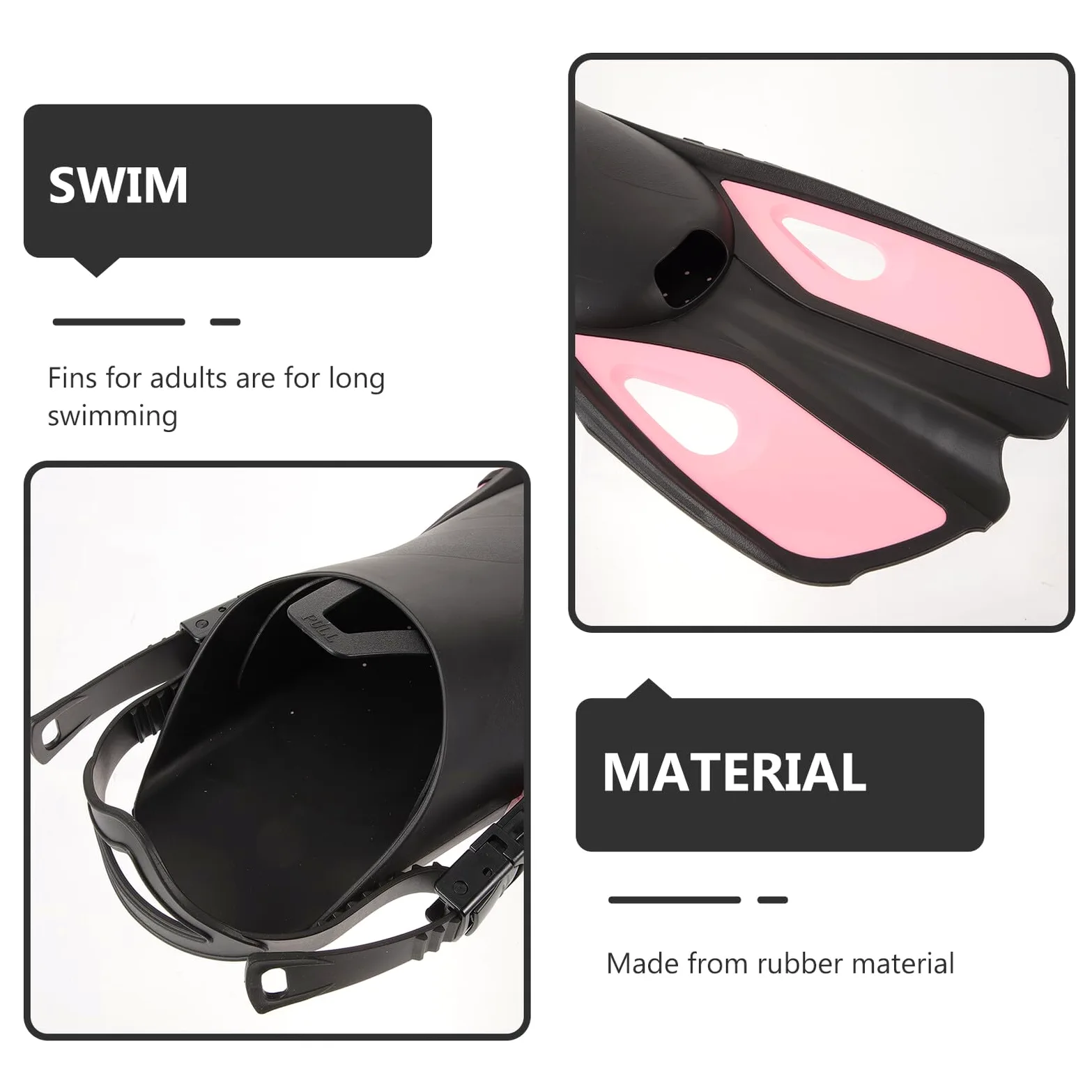 PRETYZOOM Aletas de Buceo Ajustables para Adultos, Color Rosa L/XL, de Goma Cómoda y Puntera Abierta, Equipo de Entrenamiento para Snorkel y Natación Recreativa