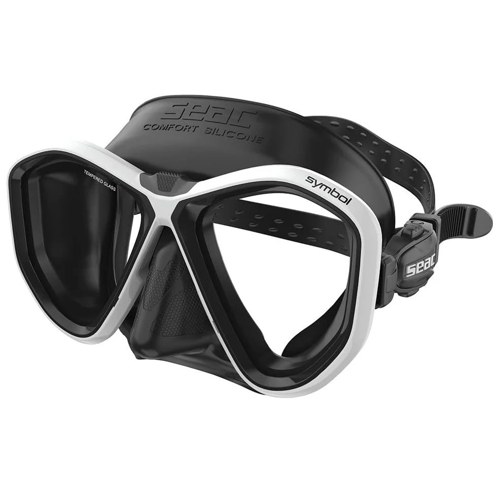 SEAC Symbol - máscara de Buceo Made in Italy con Dos Lentes y una Hebilla 3D Directamente en la Falda Unisex Adulto
