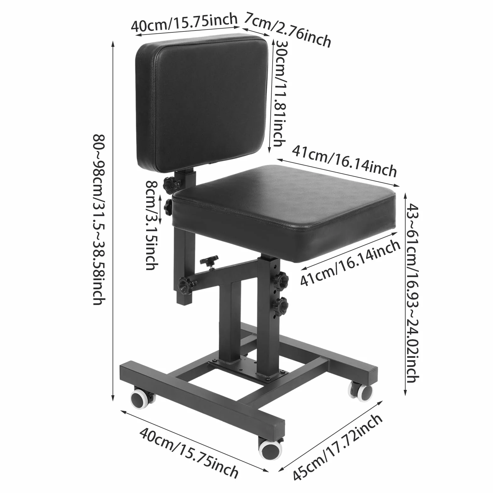 Silla multifunción con reposabrazos ajustable para tatuajes negro