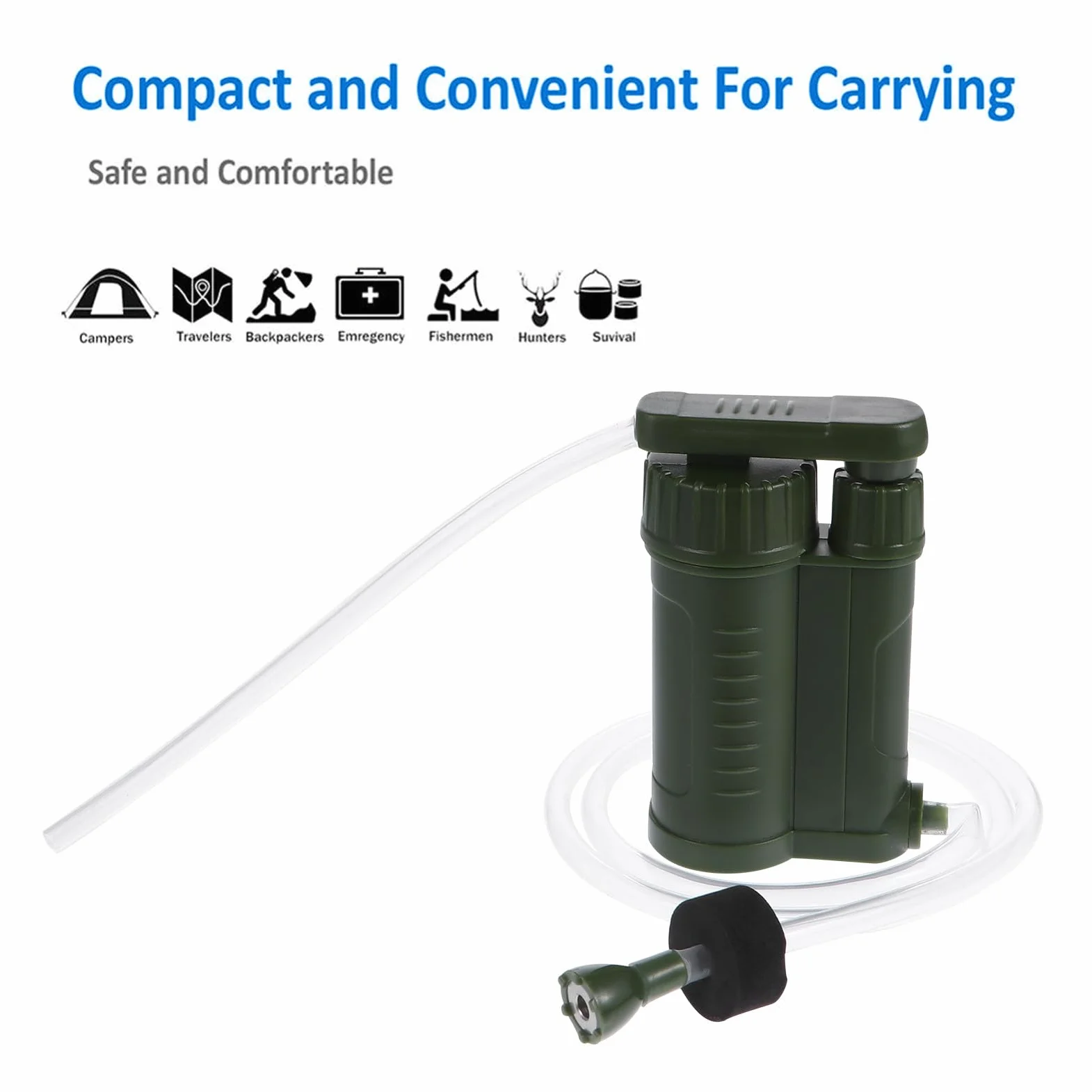 Purificador de Agua Portátil Seguro y Compacto Filtro Abs para Acampar y Emergencias, Adecuado para Actividades al Aire Libre y Senderismo