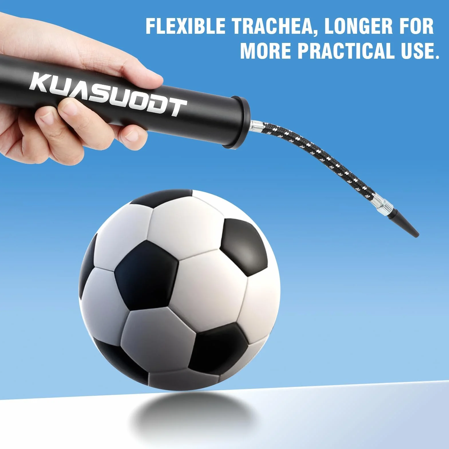 Bomba infladora de Bolas,Agujas para Bomba de Fútbol, Bomba de Pelota Portátil con 4 Agujas, Boquilla, Manguera de Extensión y Bolsa,para fútbol, Rugby, Voleibol, Baloncesto, Balonmano, Globo