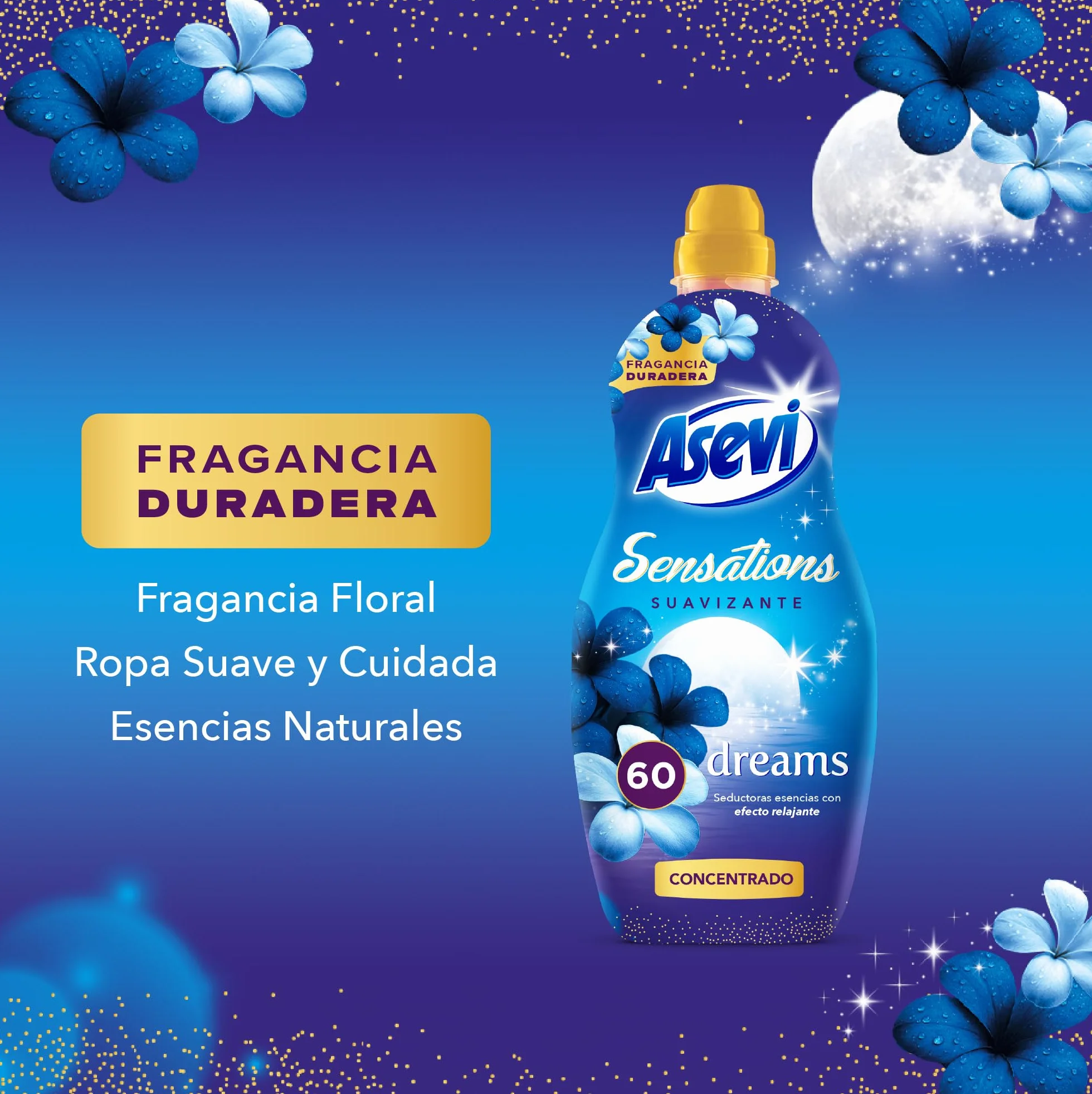 Asevi Suavizante para Ropa Sensations Dreams - Suavizante Concentrado para Lavadora - 60 Lavados