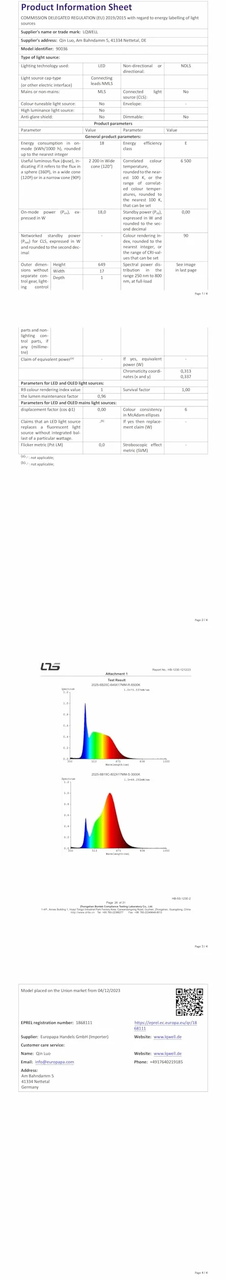 LQWELL® Lámpara de Techo LED IP44 Impermeable 18W 6000K 1980LM Redonda Plana 220x18mm