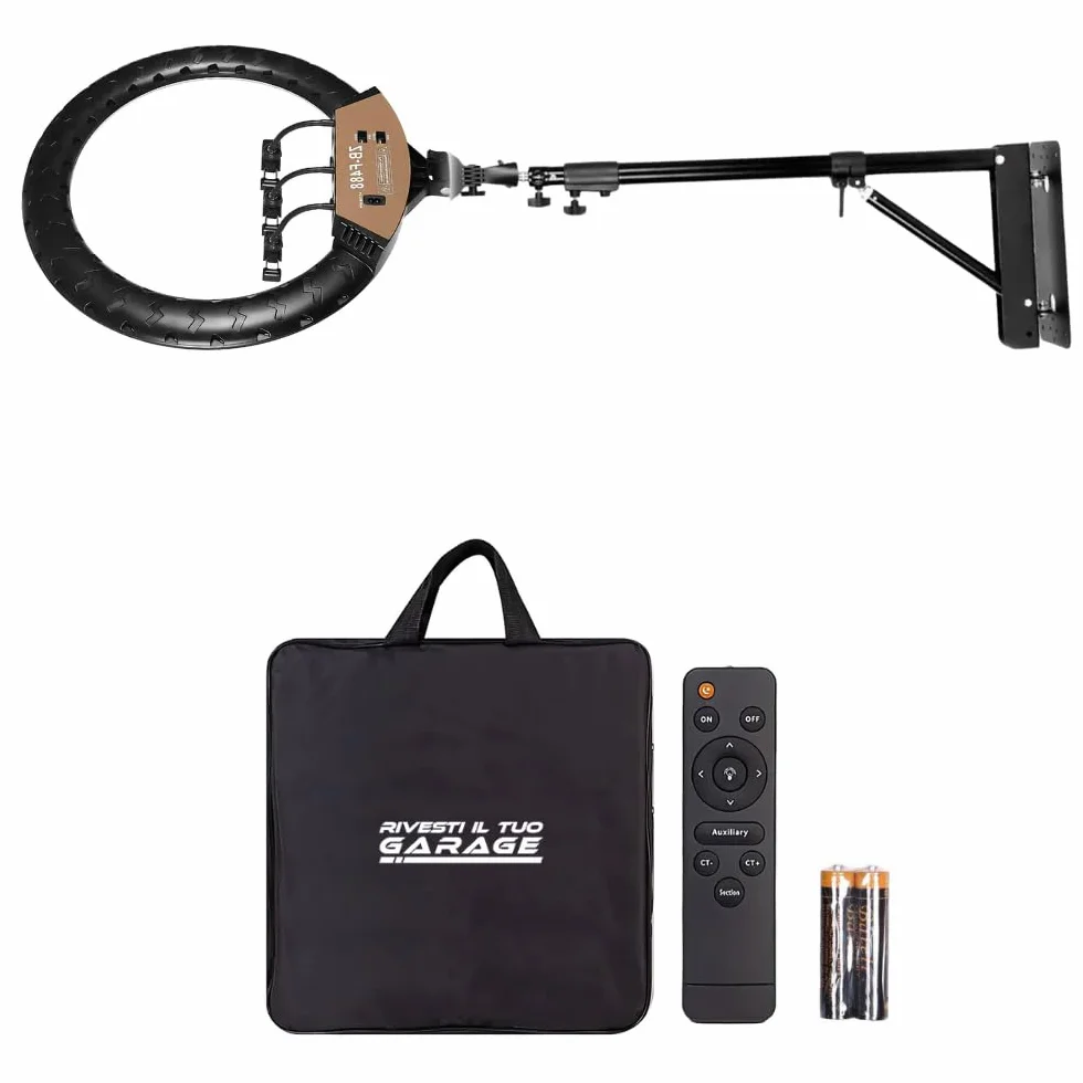 Anillo LED regulable 2700K-6500K con mando a distancia brazo techo pared 360° barber shop