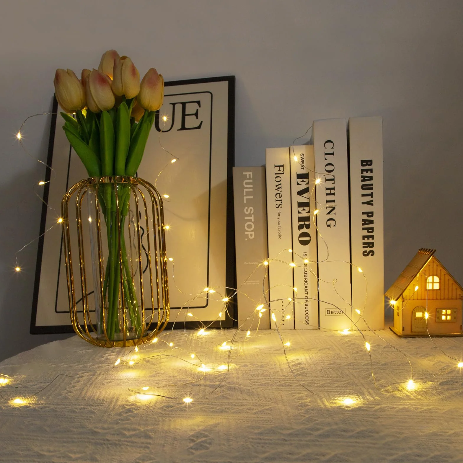 Guirnalda luces LED pilas 3M 30 LED micro alambre de cobre blanco cálido decoración interior