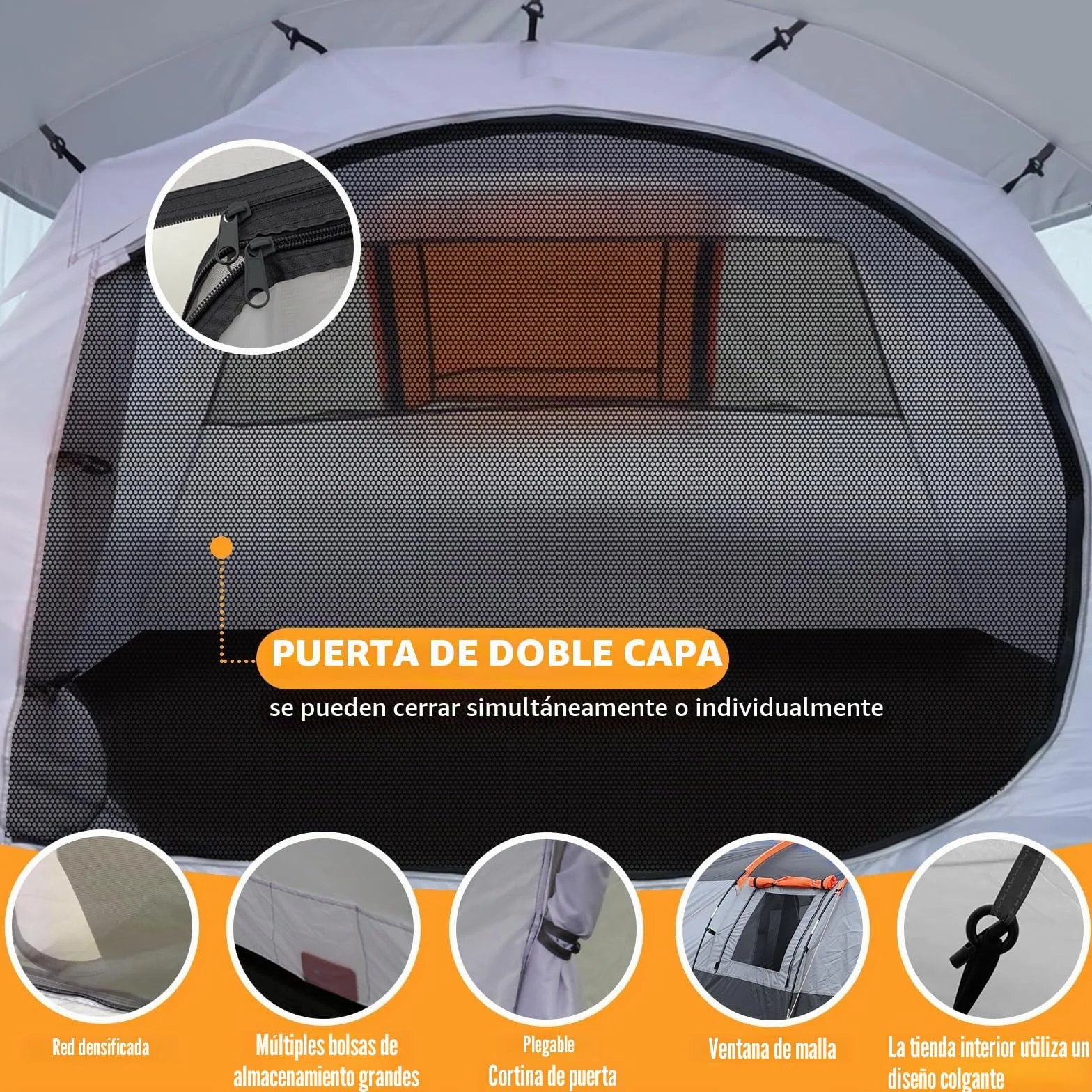 Chihee Tiendas de Camping Tienda Túnel Tienda Familiar 4 Personas con 2 Puertas Tienda de campaña Resistente a la Intemperie Tienda 4 Estaciones Doble Suelo Impermeable Porche con mosquitera Bolsa