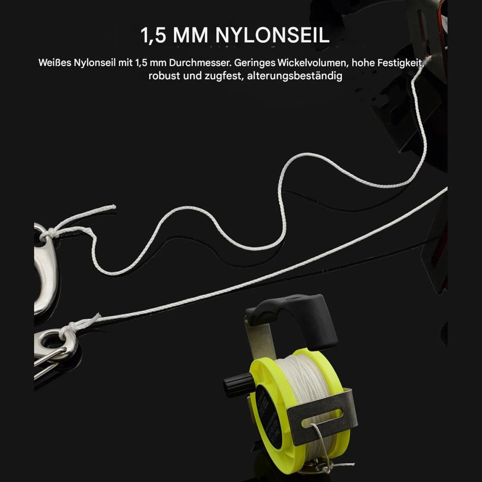 Carrete De Buceo Tirador De Cuerda De Nylon De 88 Metros De Alta | Carrete De Buceo Estable Para Pesca Submarina Embarcación Al Aire Libre Playa Subacuático Mujeres Y Hombres Buceo Con