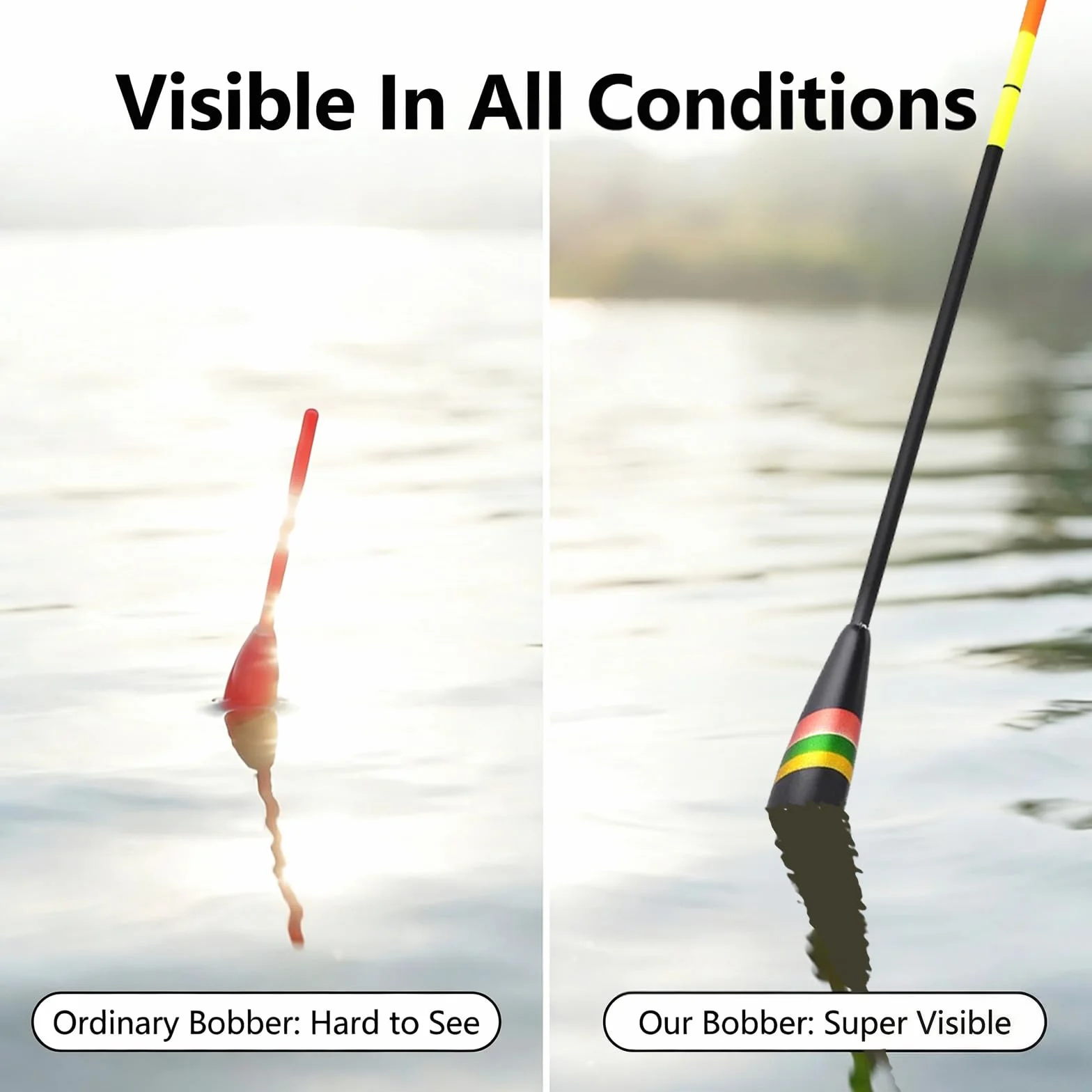 Waggler Set 5 Unidades 3.2g-5.5g - Flotadores de Pesca para Diversas Situaciones