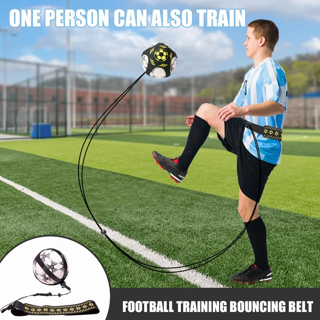 Cinturón de cintura ajustable entrenador de fútbol, cinturón de fútbol elástico ajustable, equipo de banda elástica para balones de fútbol para control del balón