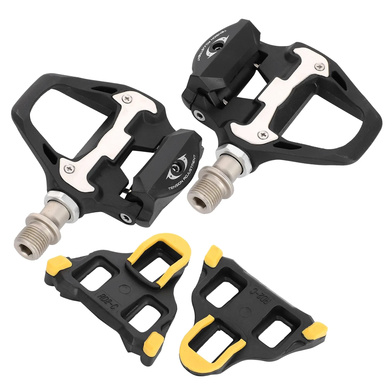 Wakects Pedales de Bicicleta de Carretera y Montaña, Pedales Autoblocantes con Tacos Reemplazo de Reparación de Aluminio y Acero al Cromo-Molibdeno