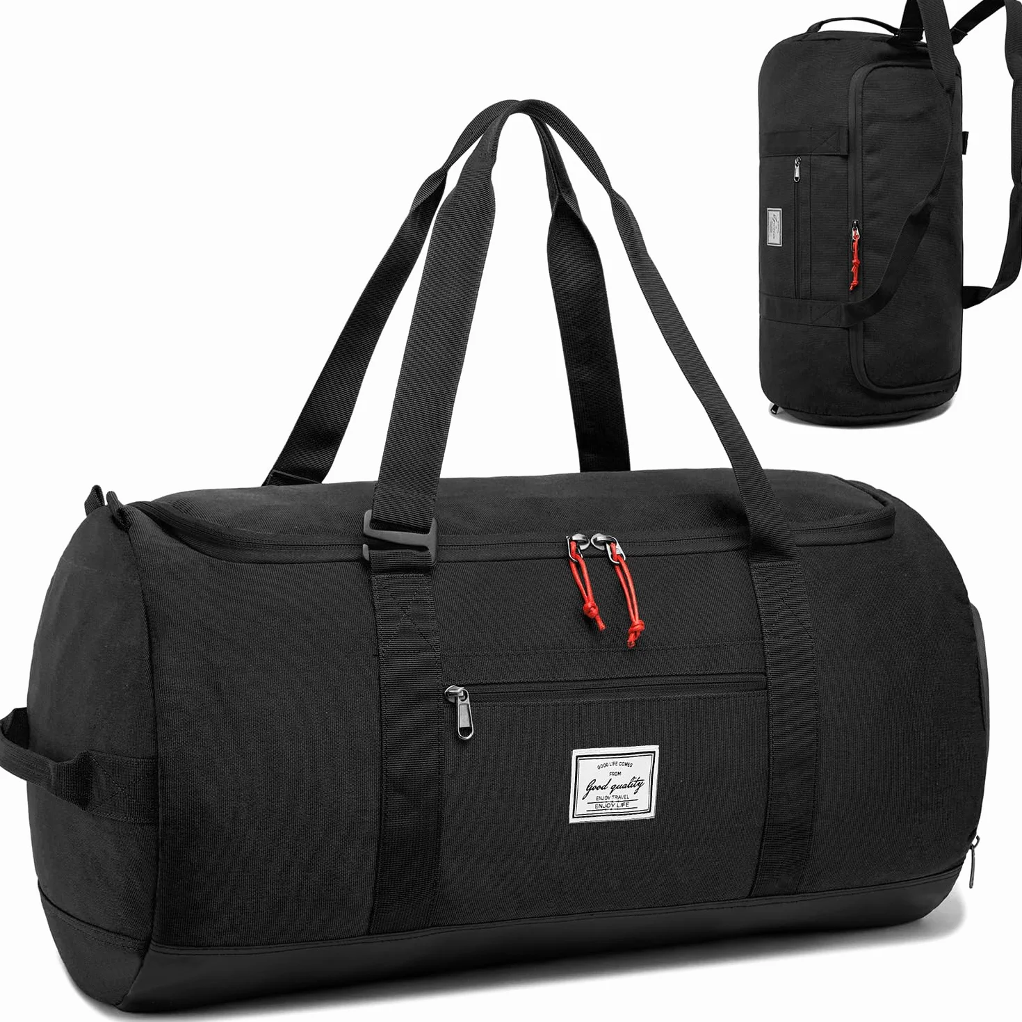 Bolsa de deporte 60 L con compartimento para zapatos, Negro