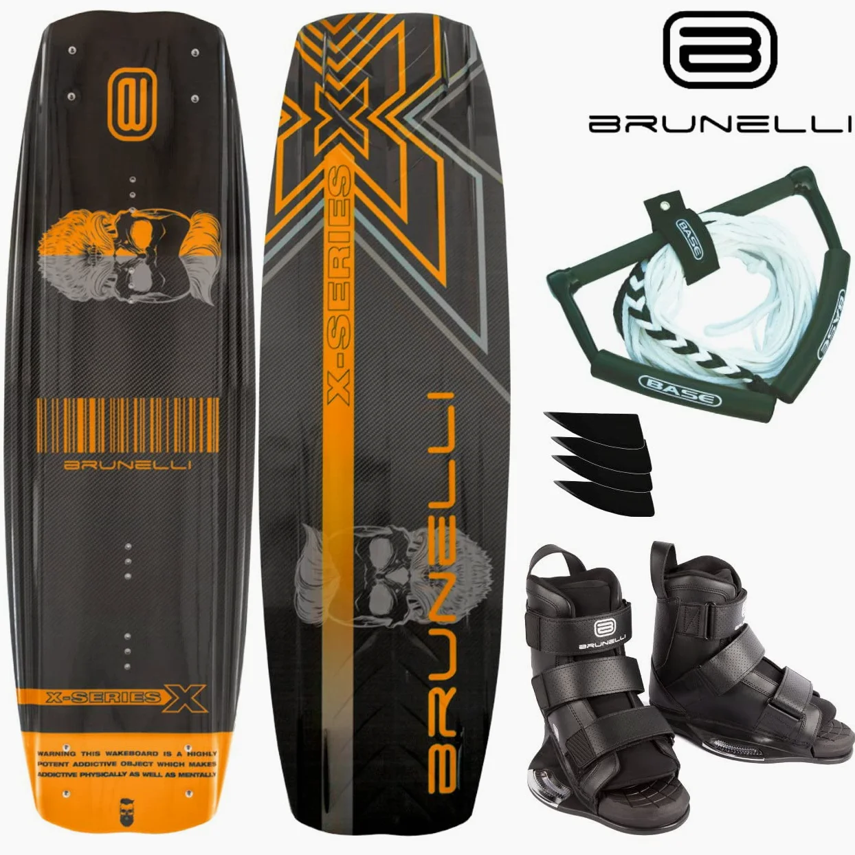Brunelli Paquete de Wakeboard de carbono, 138 cm, encuadernación Wakeboard