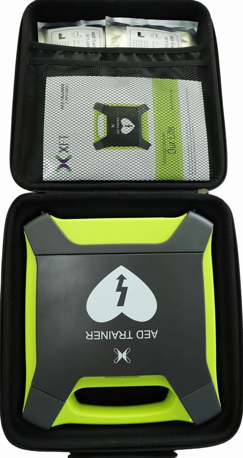 Desfibrilador de Entrenamiento XFT 120G con Pantalla, Voz en Español, Polaco, Francés, Inglés, 10 Escenarios, Enseñanza RCP para Curso SVB y DEA