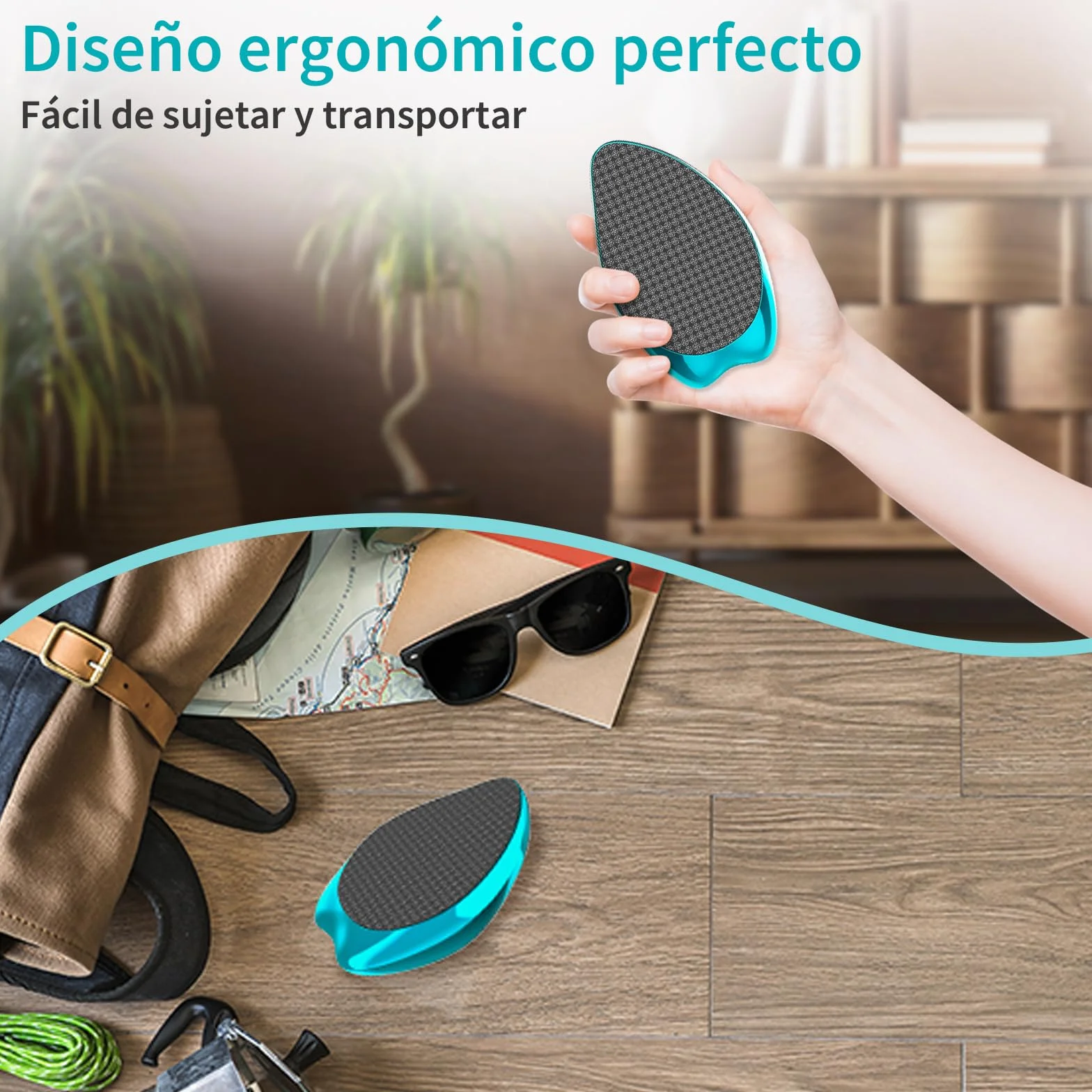 AnjoCare Lima Pies De Vidrio Nano 2en1 Removedor de Callos y Piel Muerta Profesional Raspador Portátil Pedicura