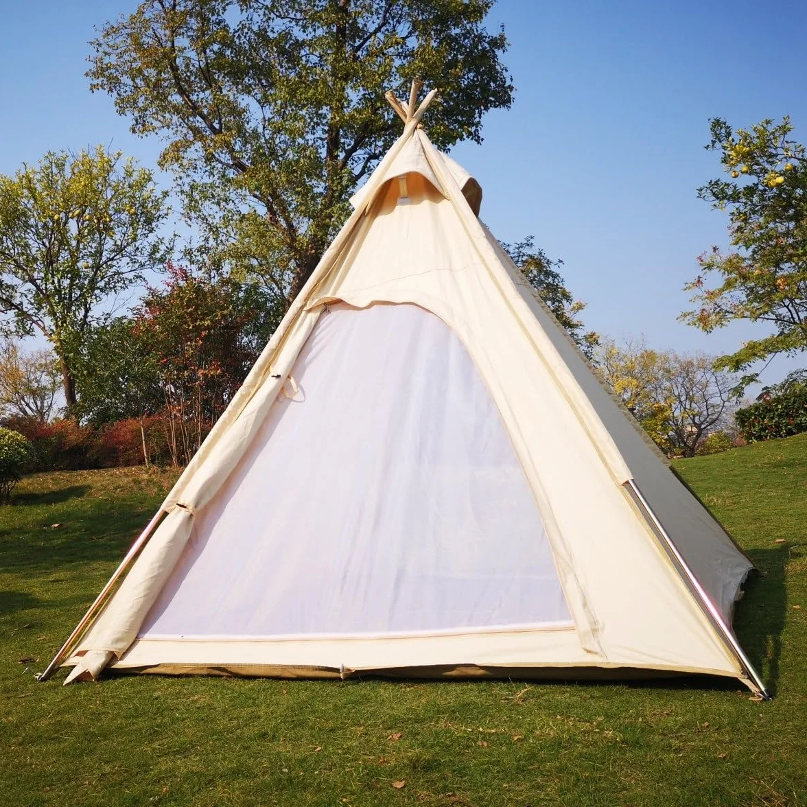 Tienda de campaña Tipi de lona para exteriores, 2 m, para 2 ~ 3 personas