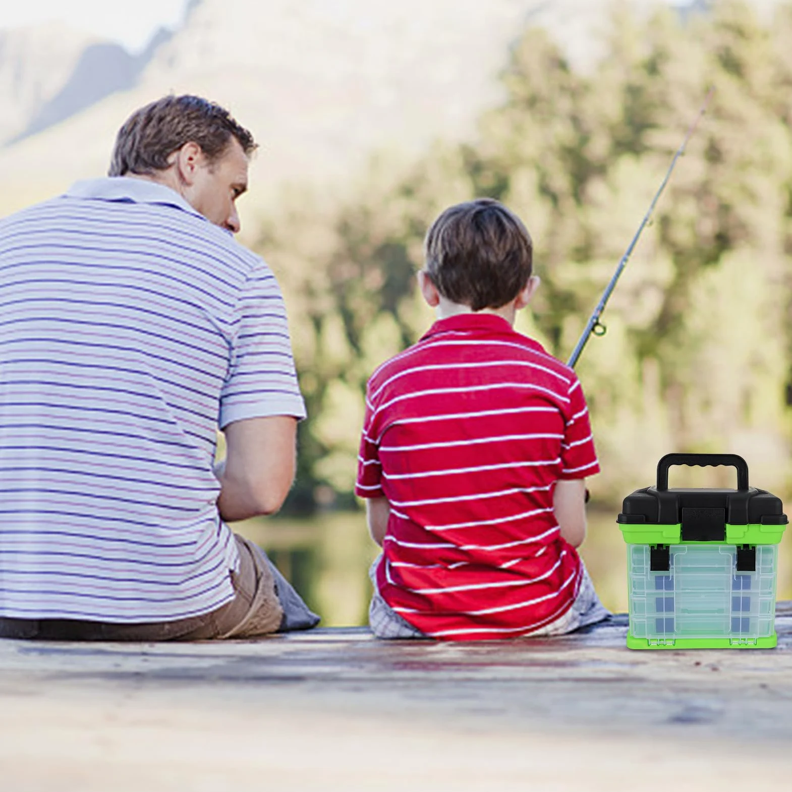 Caja de Pesca Multifuncional Caja de Aparejos de Pesca de Plástico Verde Estuche Multiusos de 4 Niveles Fácil de Transportar Gran Capacidad de Carga Pequeños Accesorios