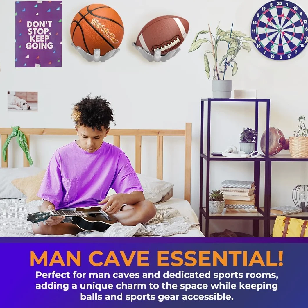 Estante Almacenamiento Baloncesto 22x17cm Soporte Pared Balonmano con 3 Tornillos, Soporte de Decoración Artística, Apto para Baloncesto, Fútbol, Fútbol