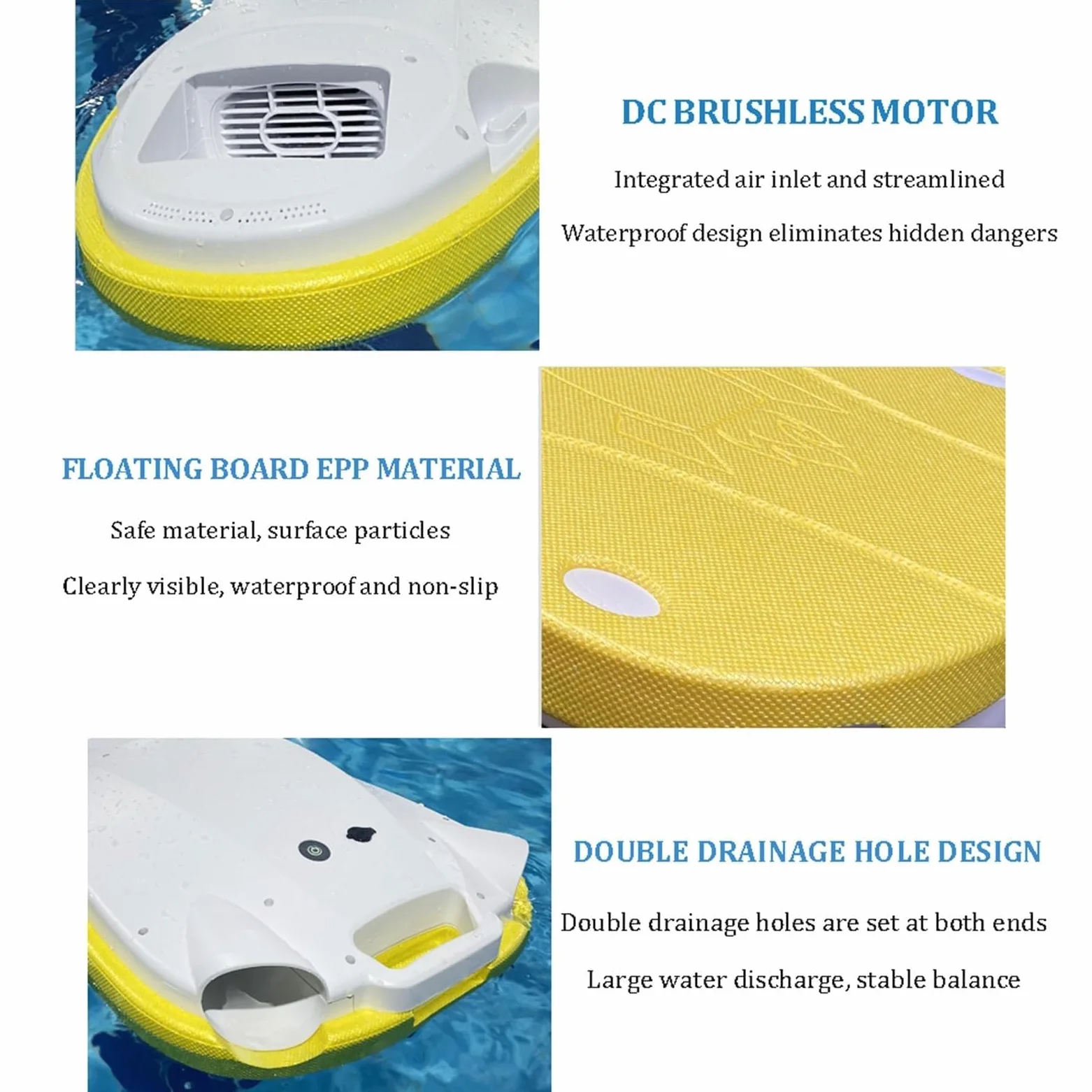Scooter Acuático Portátil, Scooter Eléctrico Subacuático De 300W con Capacidad De Carga De 80 kg, Tabla Flotante Eléctrica De 6000mAh para Deportes Acuáticos, Piscinas, Buceo Y Snorkel